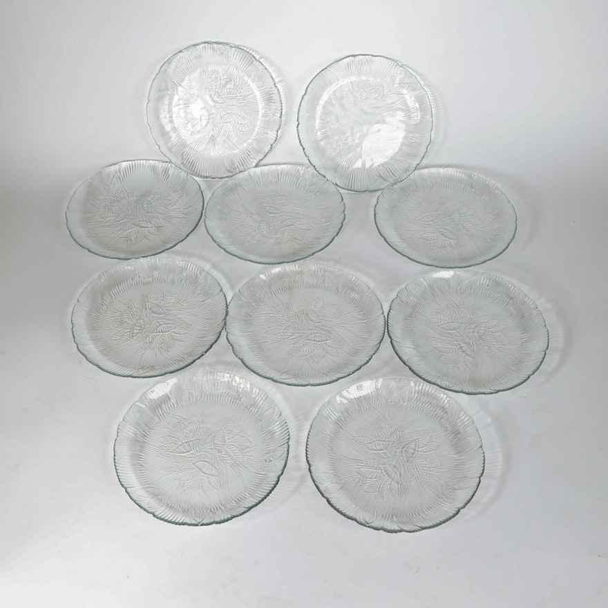 Set of Vintage Pressed Floral Salad Plates