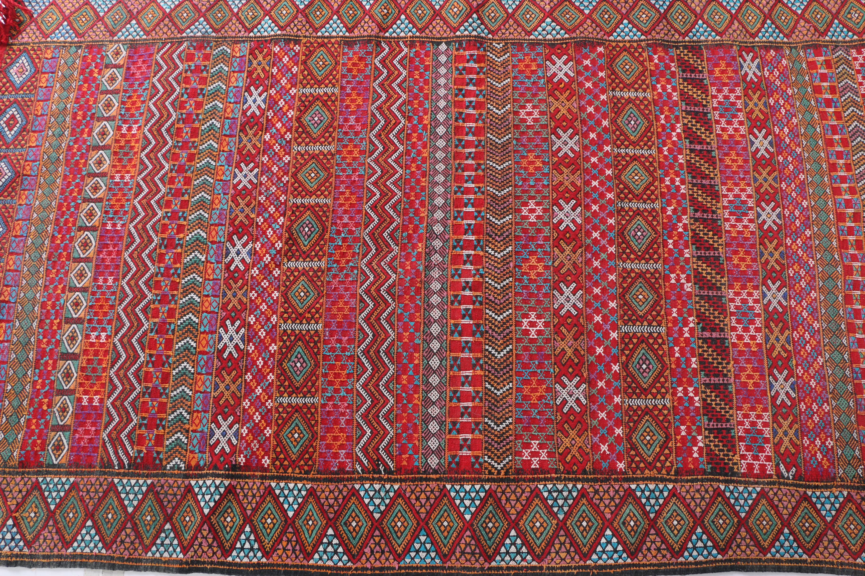 Handwoven and Embroidered North African Area Rug