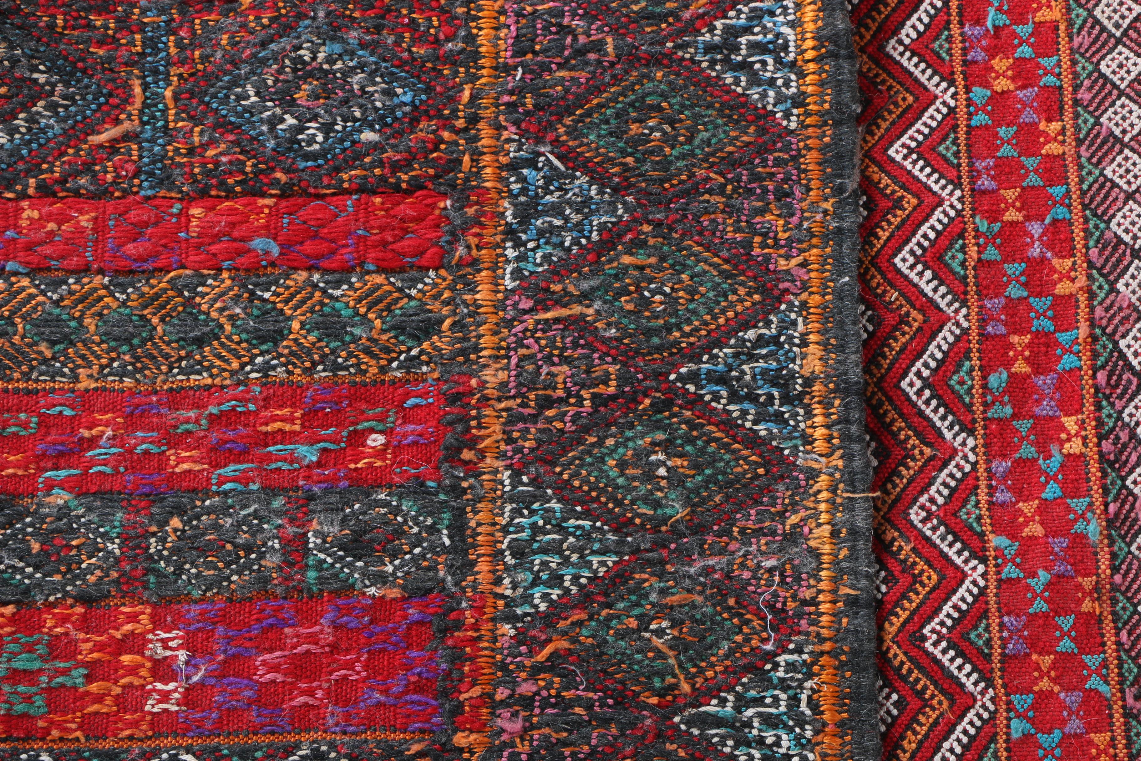 Handwoven and Embroidered North African Area Rug