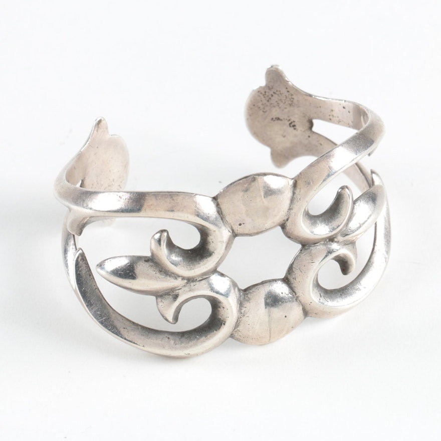 Sandcasted Sterling Silver Native American Style Cuff Bracelet