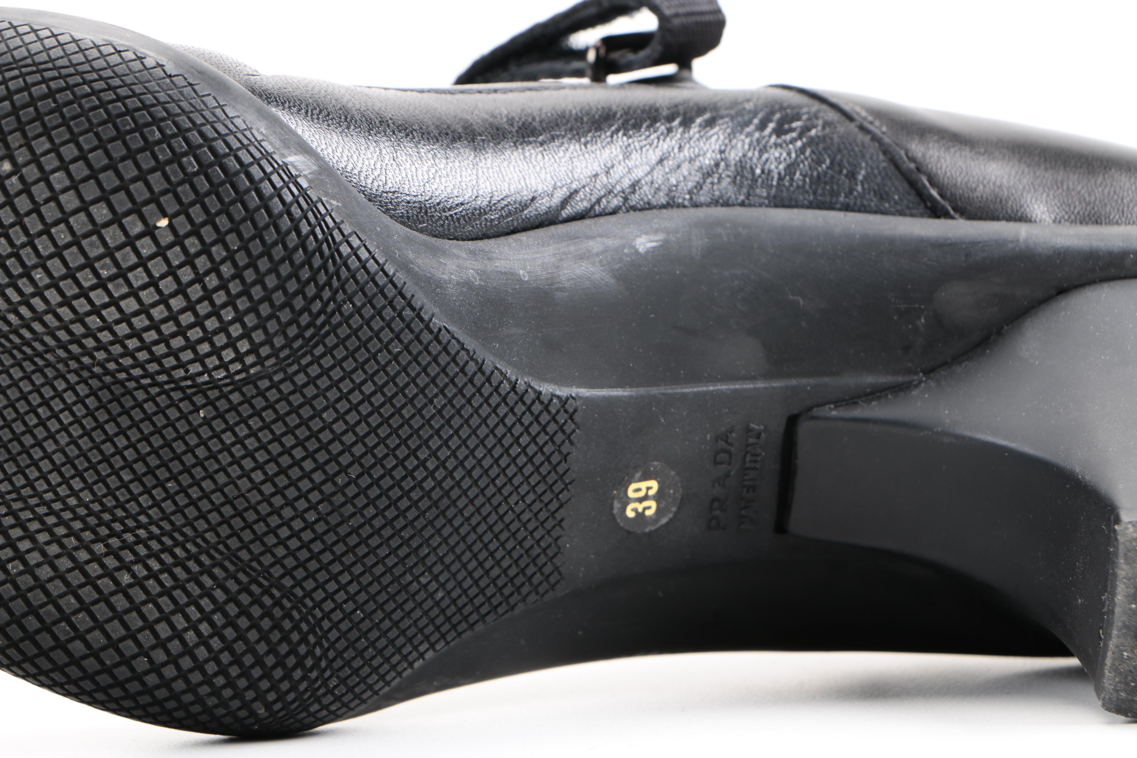 Prada Black Leather Mary Jane Heels