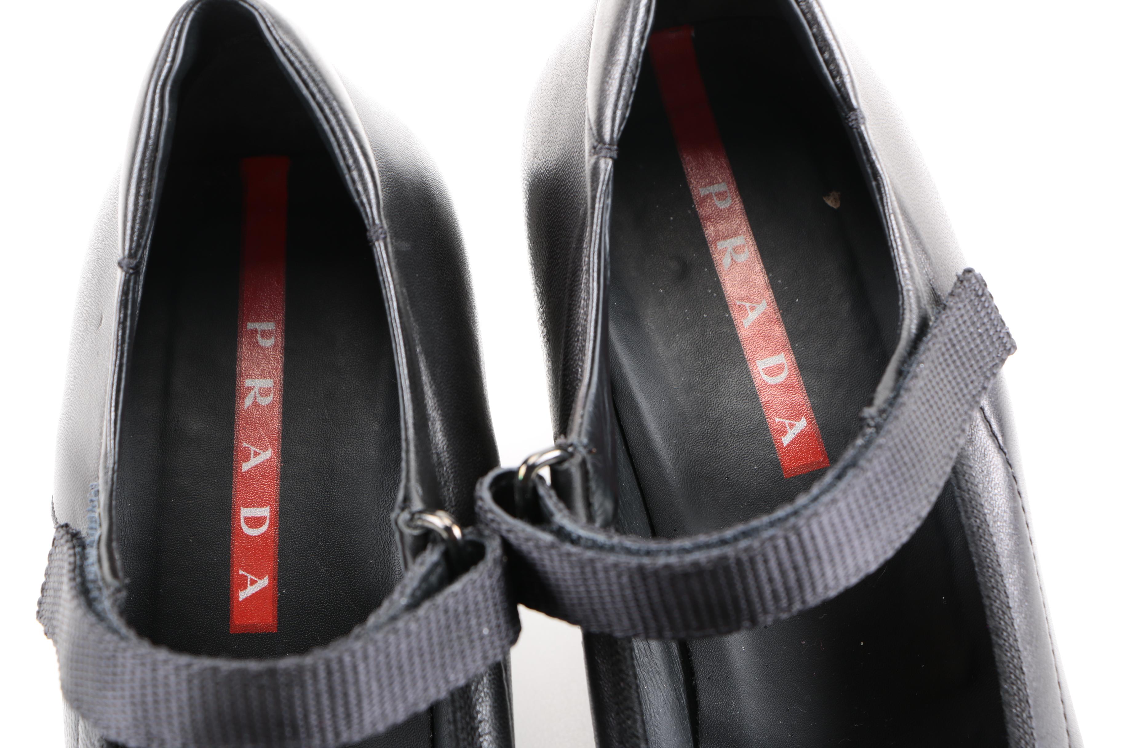 Prada Black Leather Mary Jane Heels