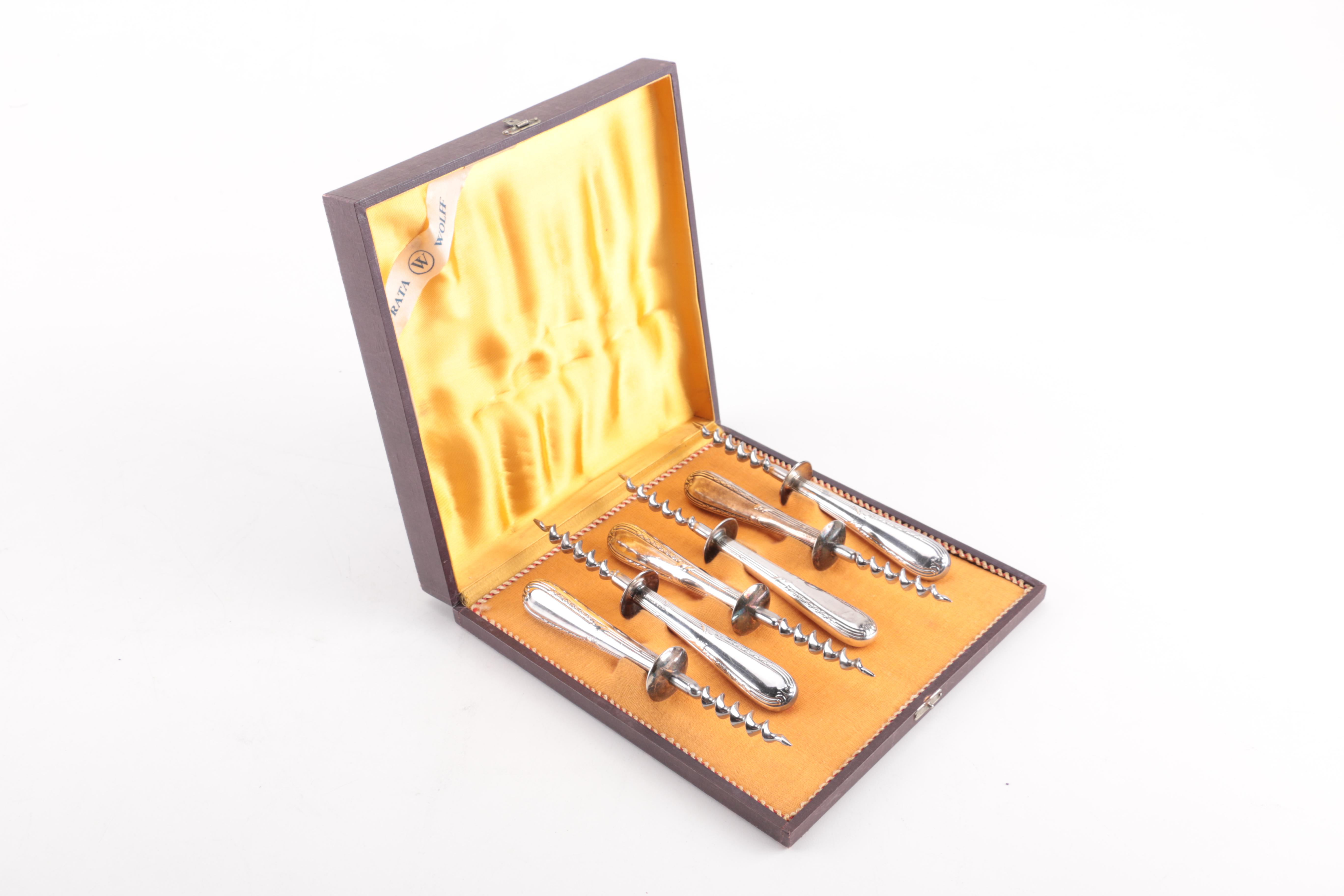 Prata Wolff Brazilian Silver Plate Corkscrew Set