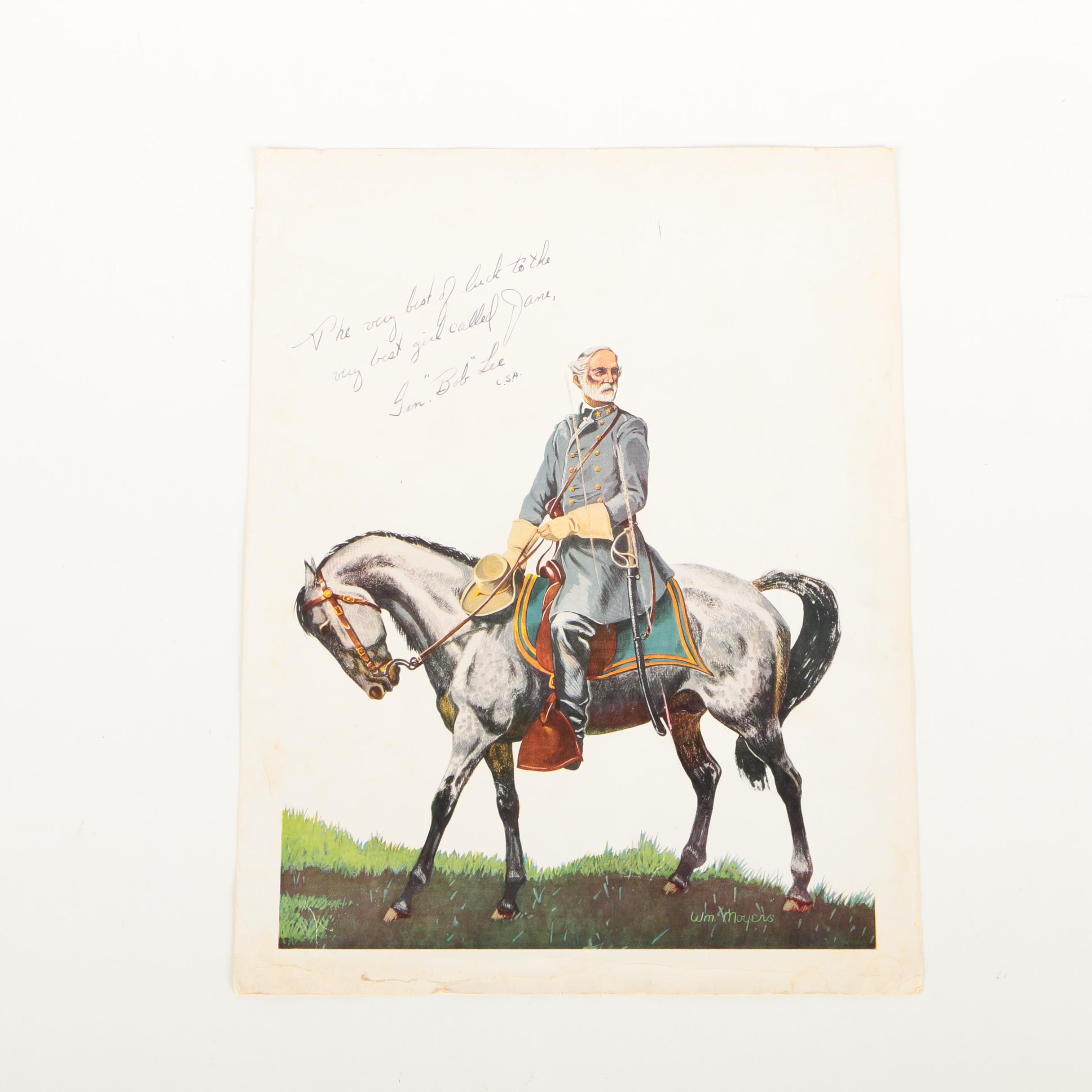 Offset Lithograph After William Moyers Illustration of Robert E. Lee