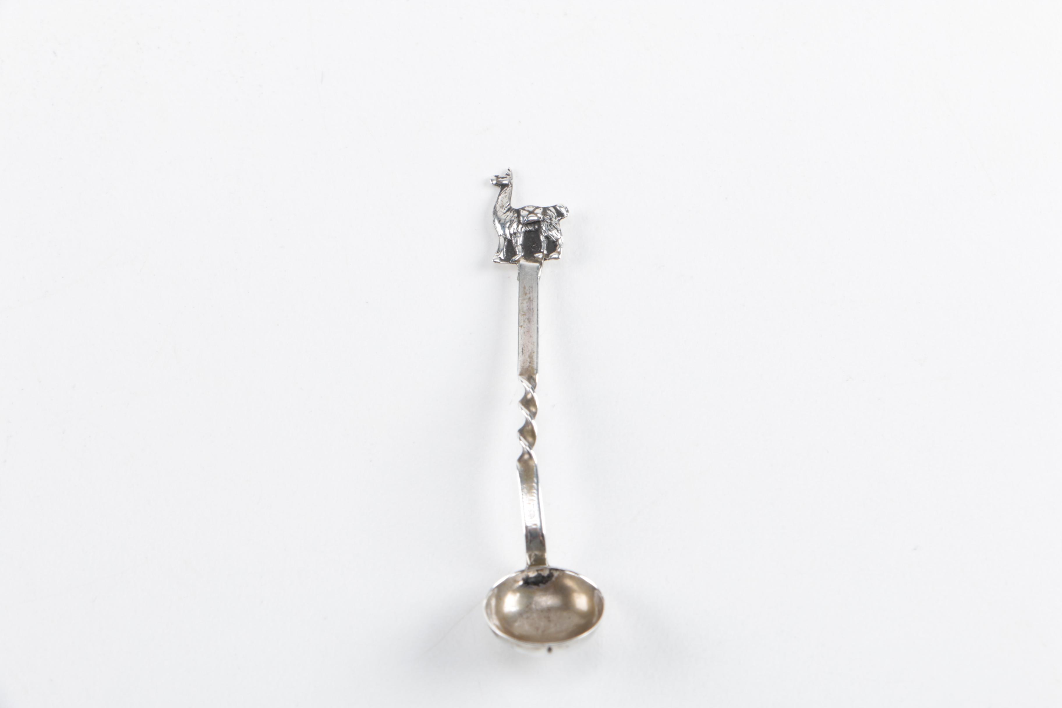 Sterling and Cobalt Glass Master Salt Cellar with Spoon