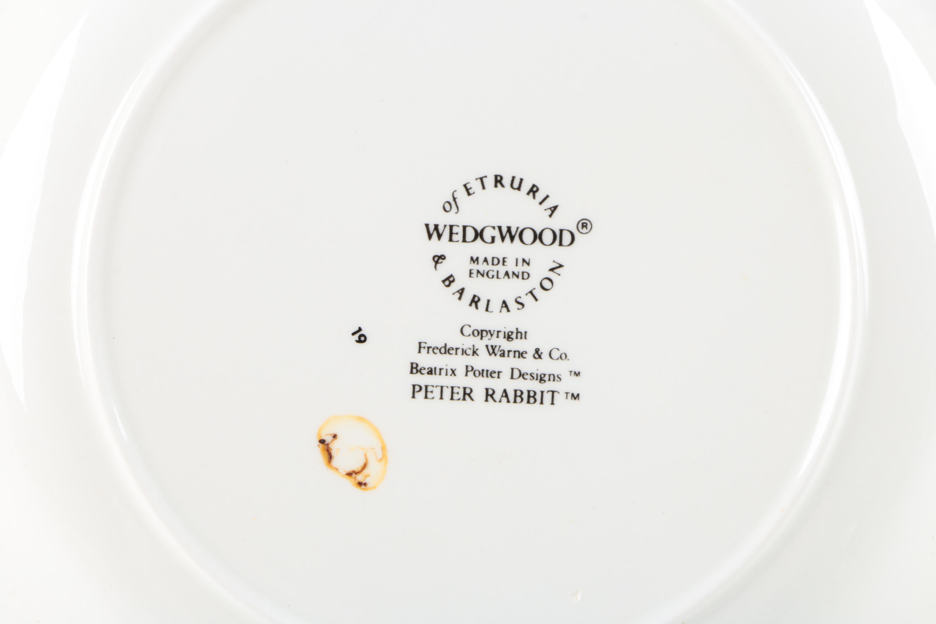 Porcelain Childern's Dishes and Wine Stopper Featuring Wedgwood