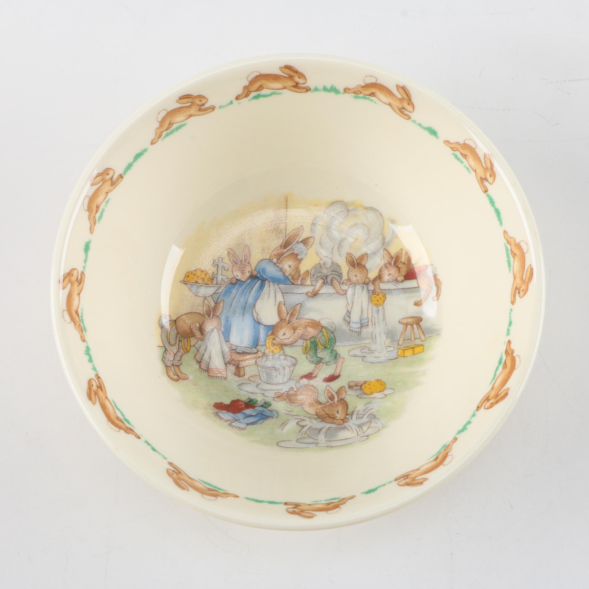 Porcelain Childern's Dishes and Wine Stopper Featuring Wedgwood