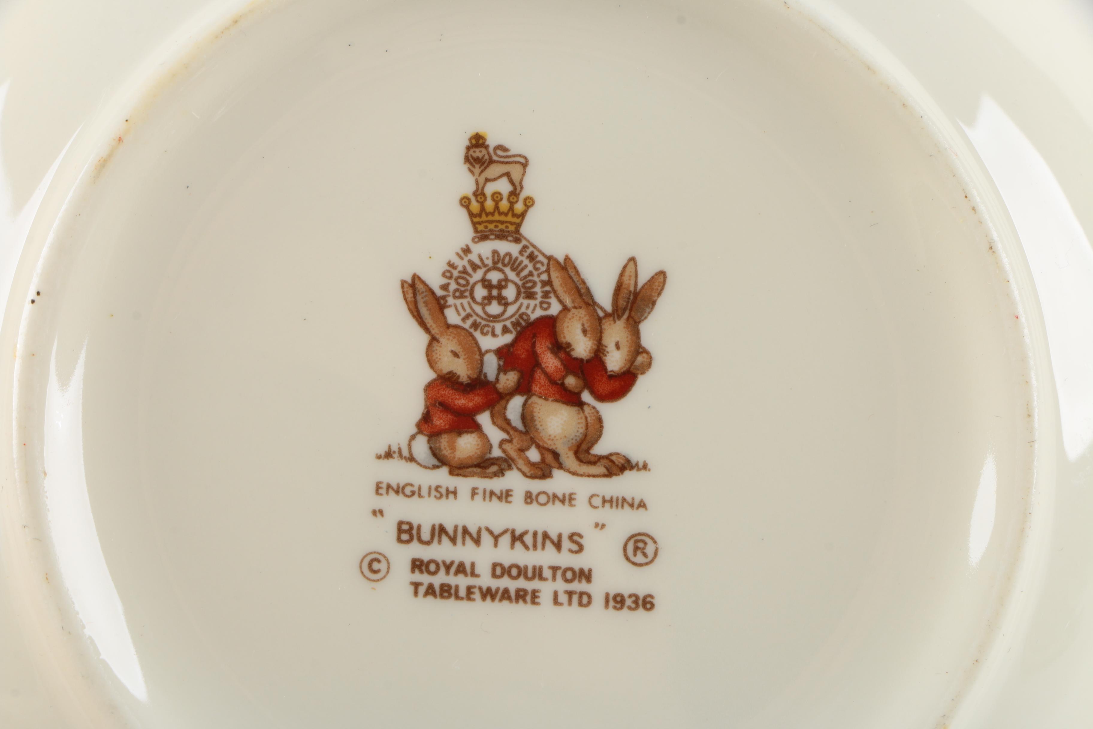 Porcelain Childern's Dishes and Wine Stopper Featuring Wedgwood