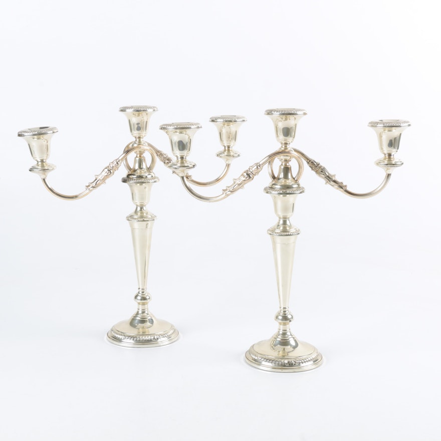 Pair of Frank M. Whiting Weighted Sterling Silver Candelabras