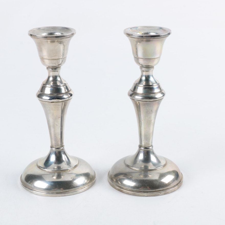 Pair of Preisner Weighted Sterling Silver Candlestick Holders