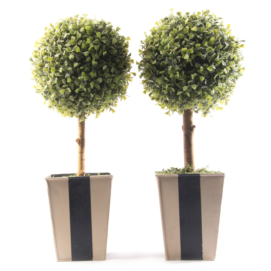 Faux Boxwood Topiaries