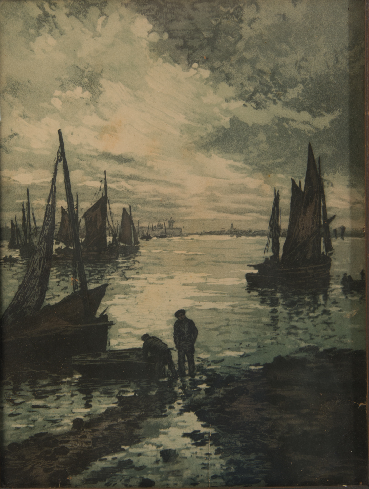 After A . Casitte Vintage Offset Lithograph on Paper "The Call of the Open Sea"