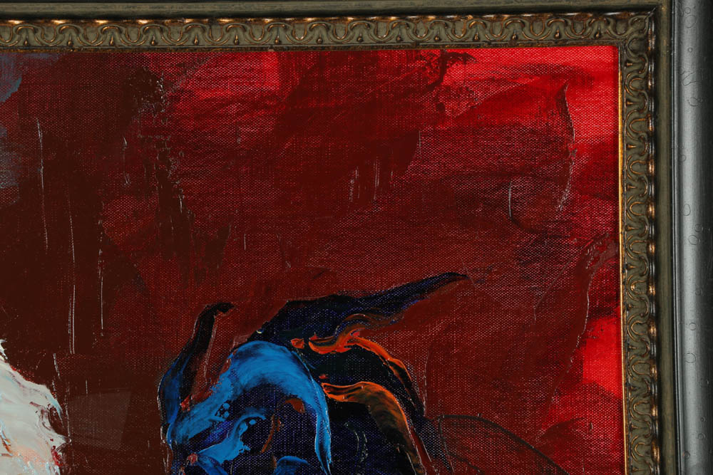 P. Charles Oil Painting of a Rooster