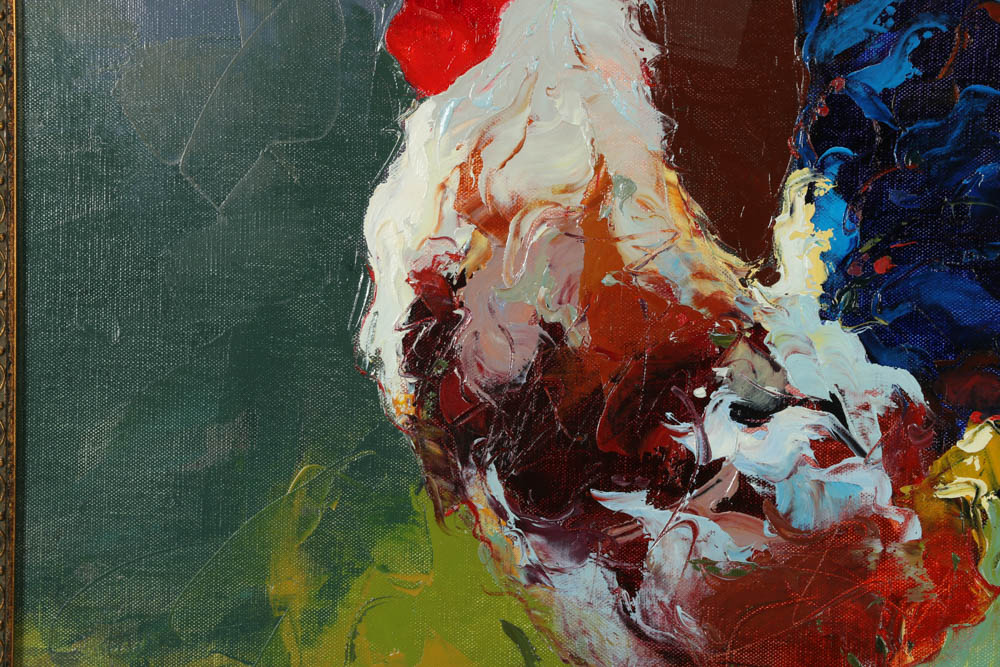 P. Charles Oil Painting of a Rooster