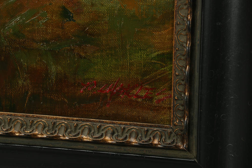 P. Charles Oil Painting of a Rooster