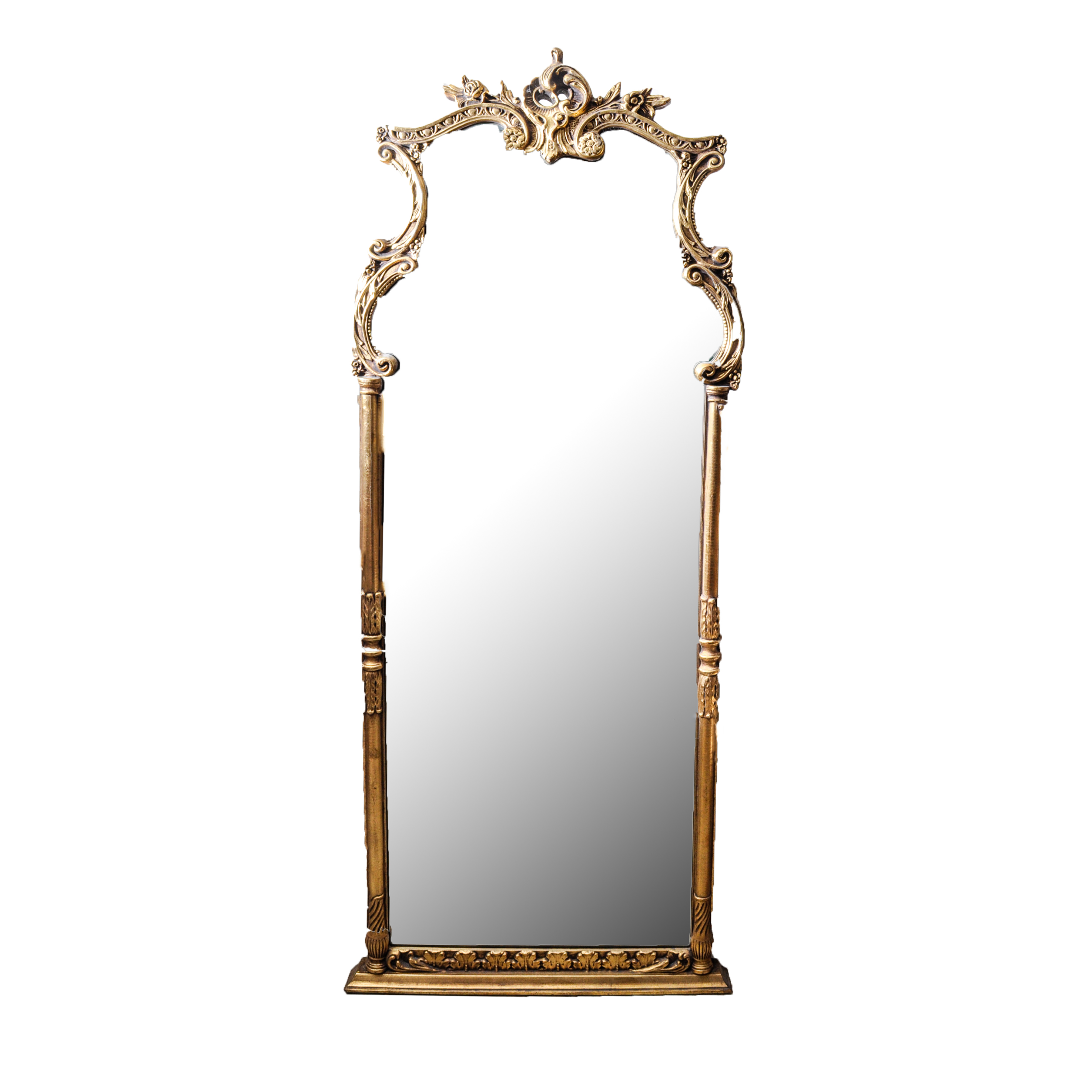 French Rococo Style Marble Top Hall Table and Mirror Set