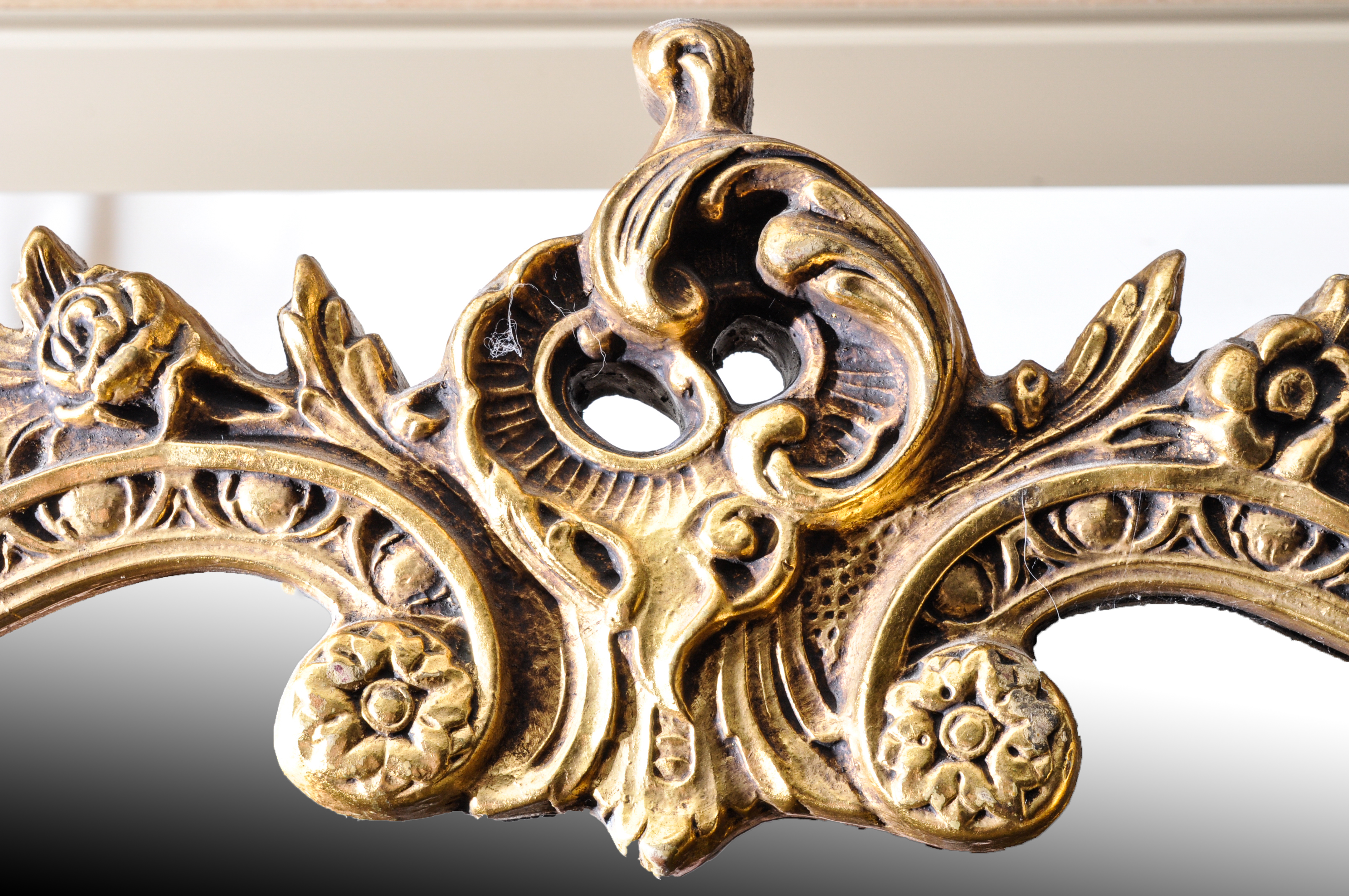 French Rococo Style Marble Top Hall Table and Mirror Set