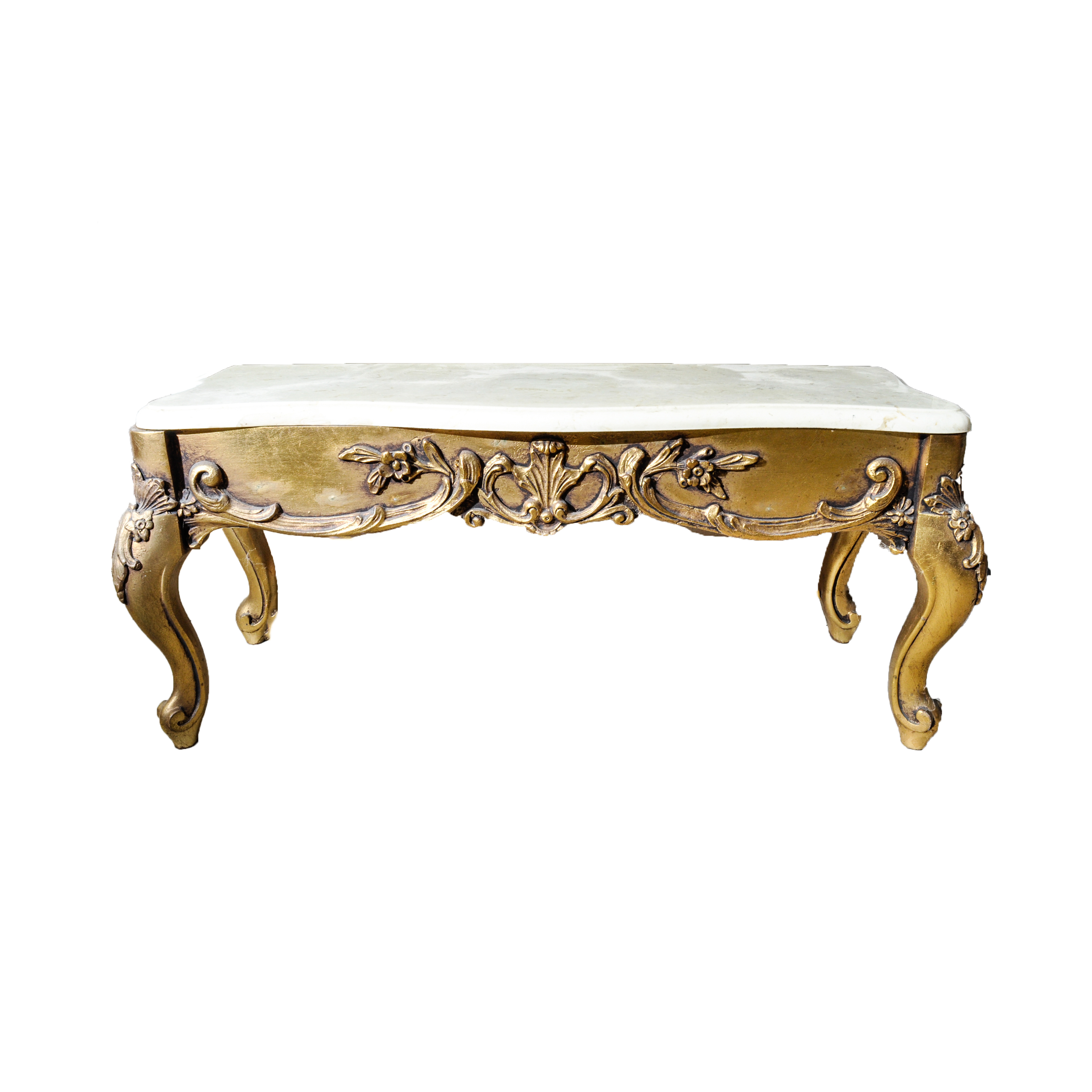 French Rococo Style Marble Top Hall Table and Mirror Set