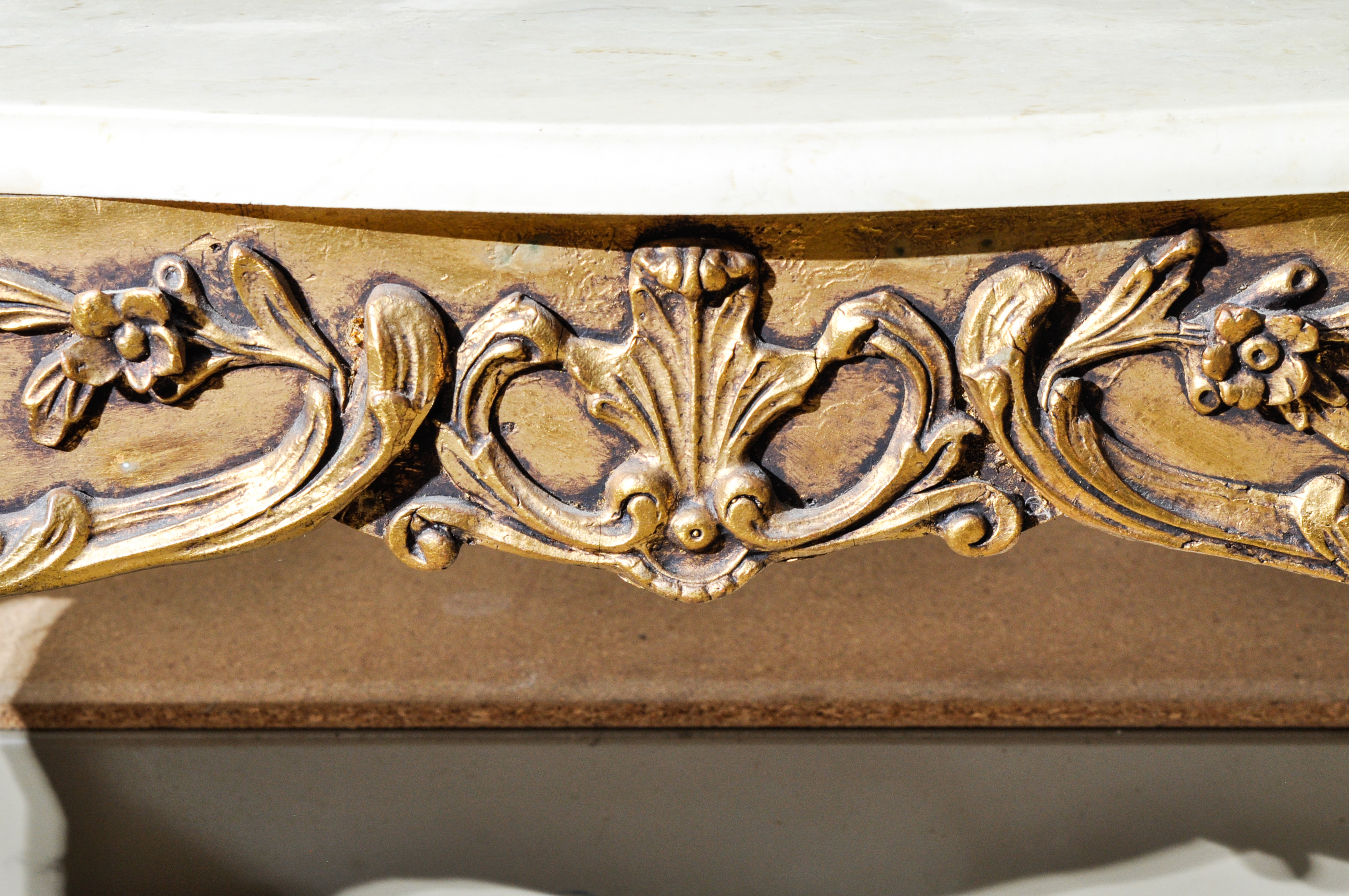 French Rococo Style Marble Top Hall Table and Mirror Set