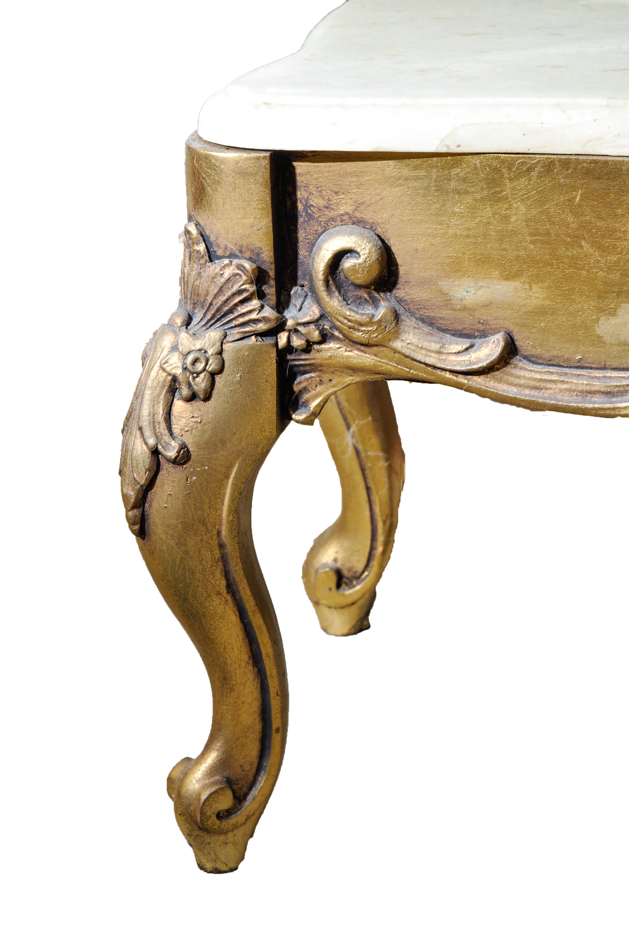 French Rococo Style Marble Top Hall Table and Mirror Set