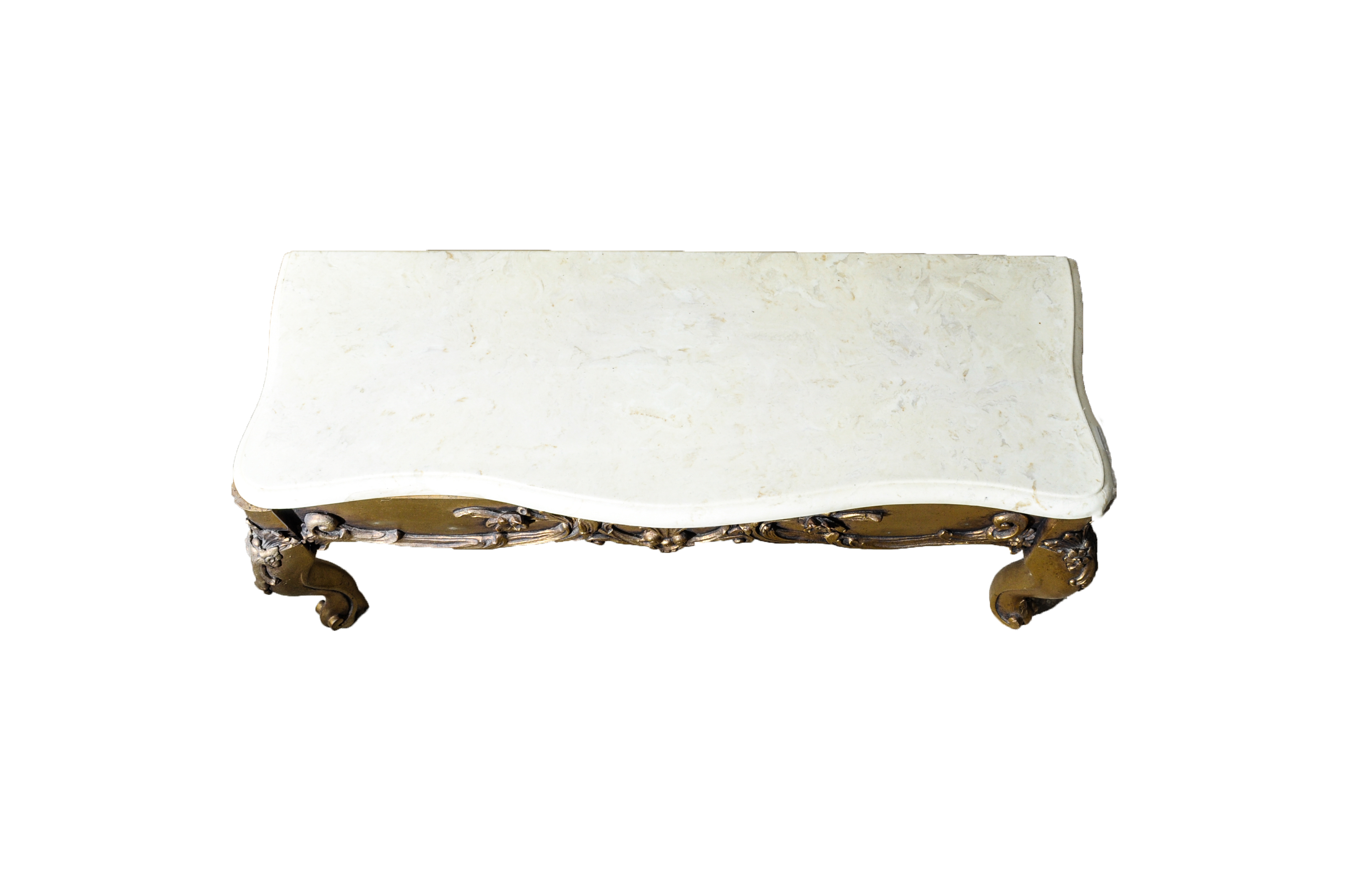 French Rococo Style Marble Top Hall Table and Mirror Set