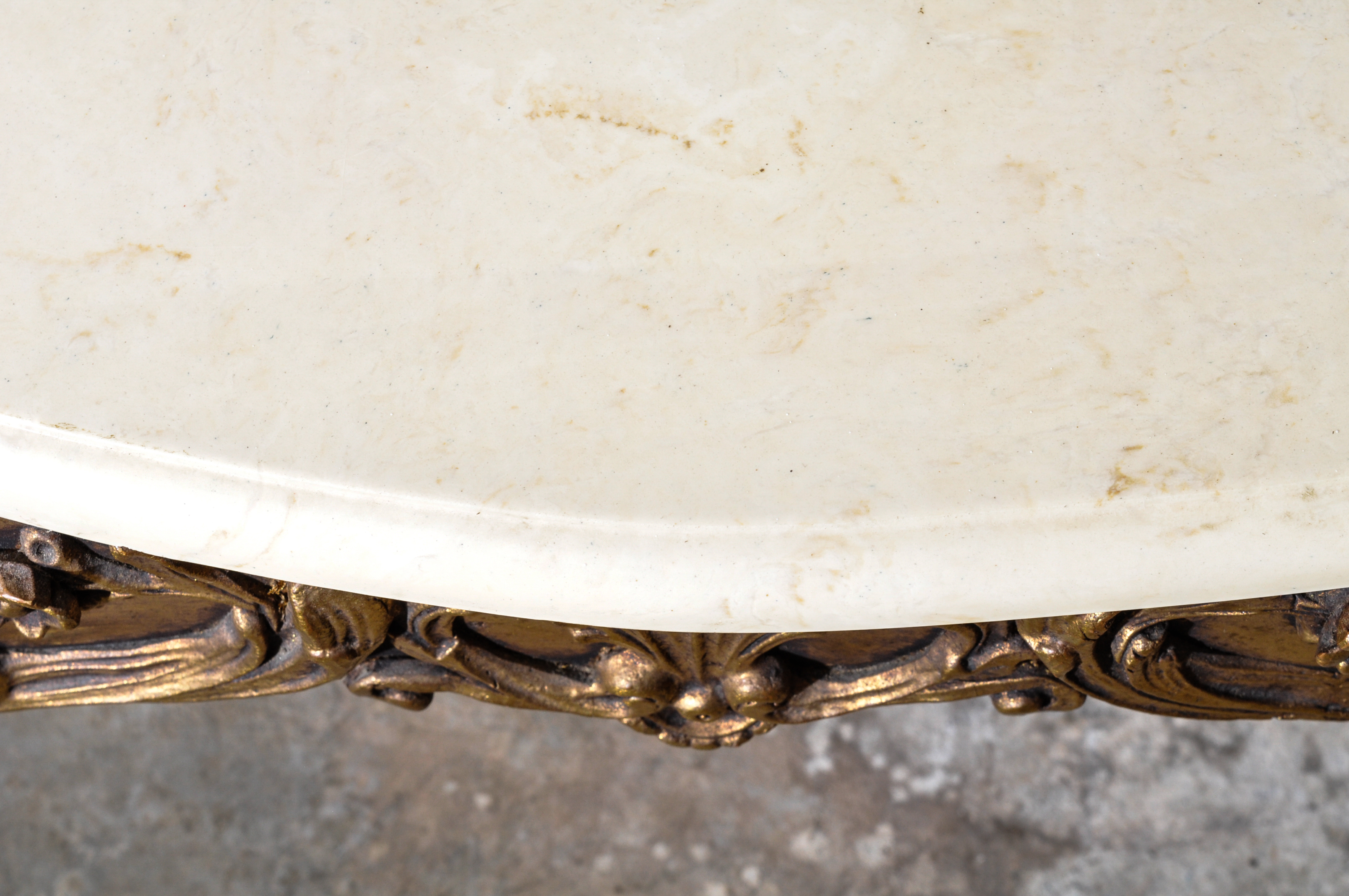 French Rococo Style Marble Top Hall Table and Mirror Set