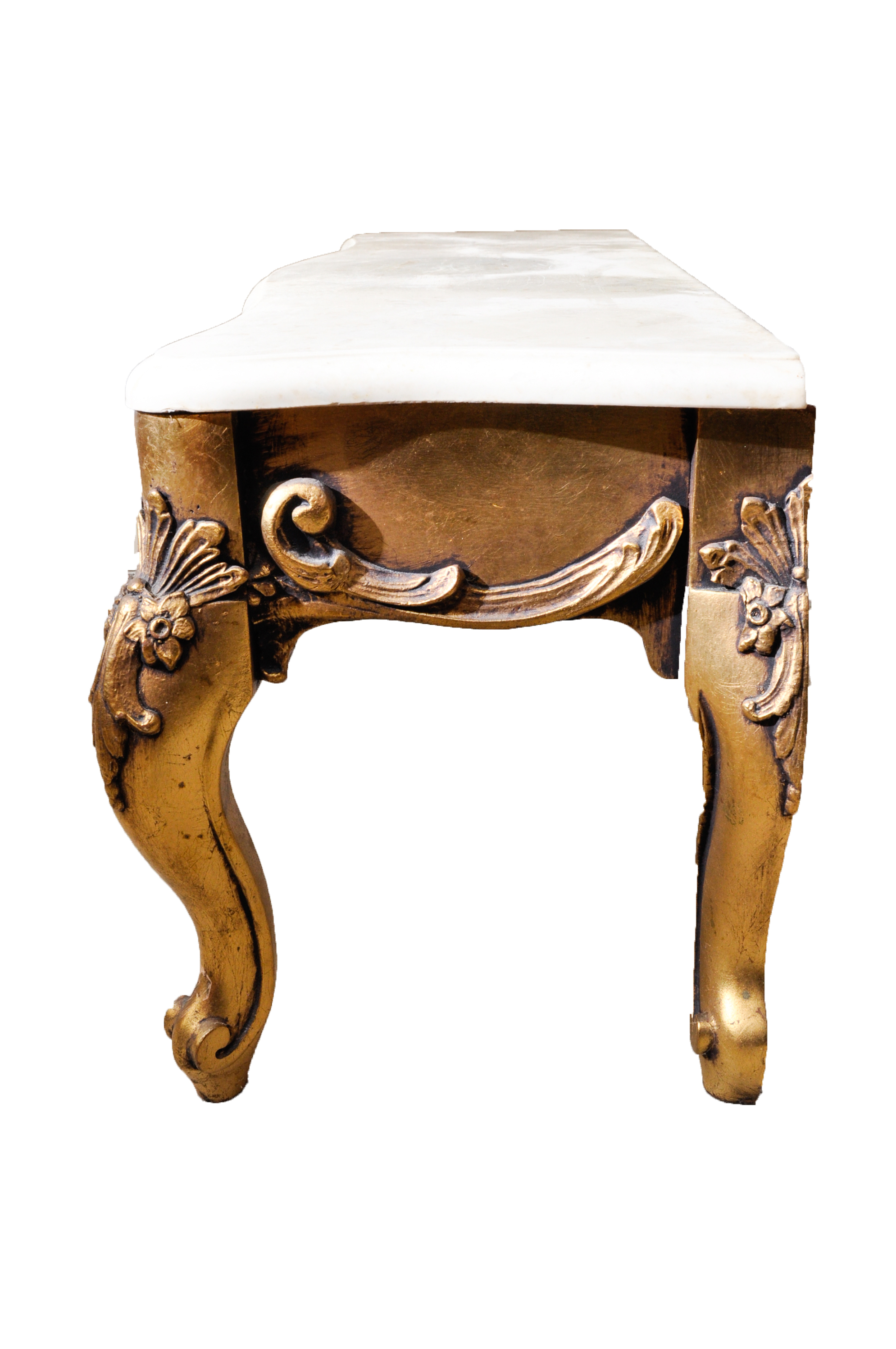 French Rococo Style Marble Top Hall Table and Mirror Set