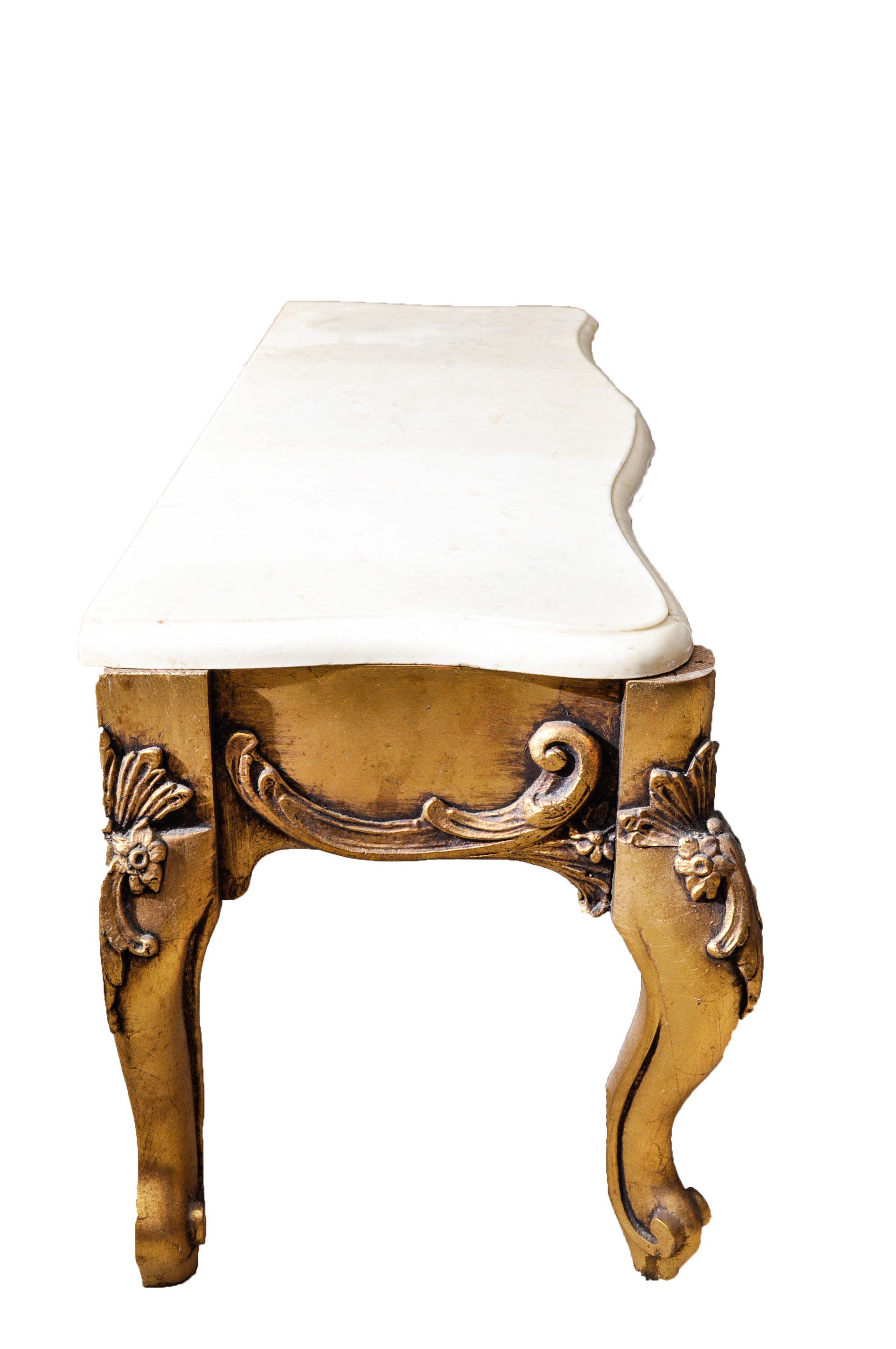 French Rococo Style Marble Top Hall Table and Mirror Set