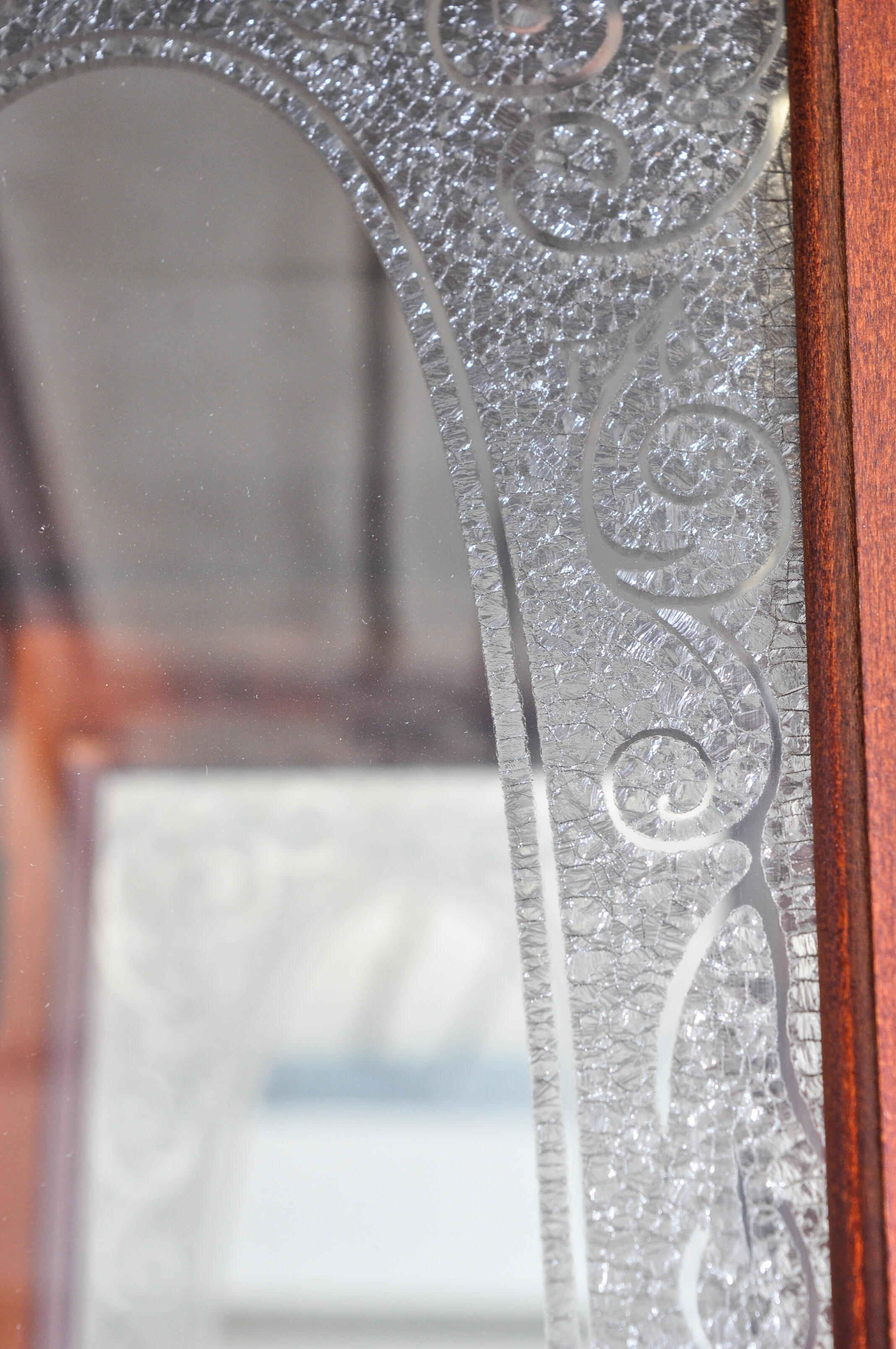 Vintage Etched Glass Curio Cabinet