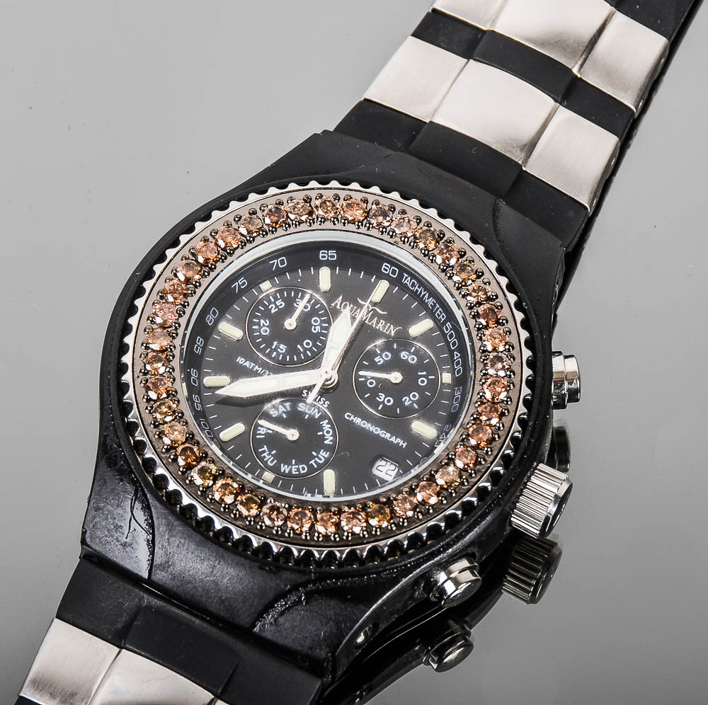 Aquamarin Sea Star Watch with 1.90 CTW Brown Diamond Bezel