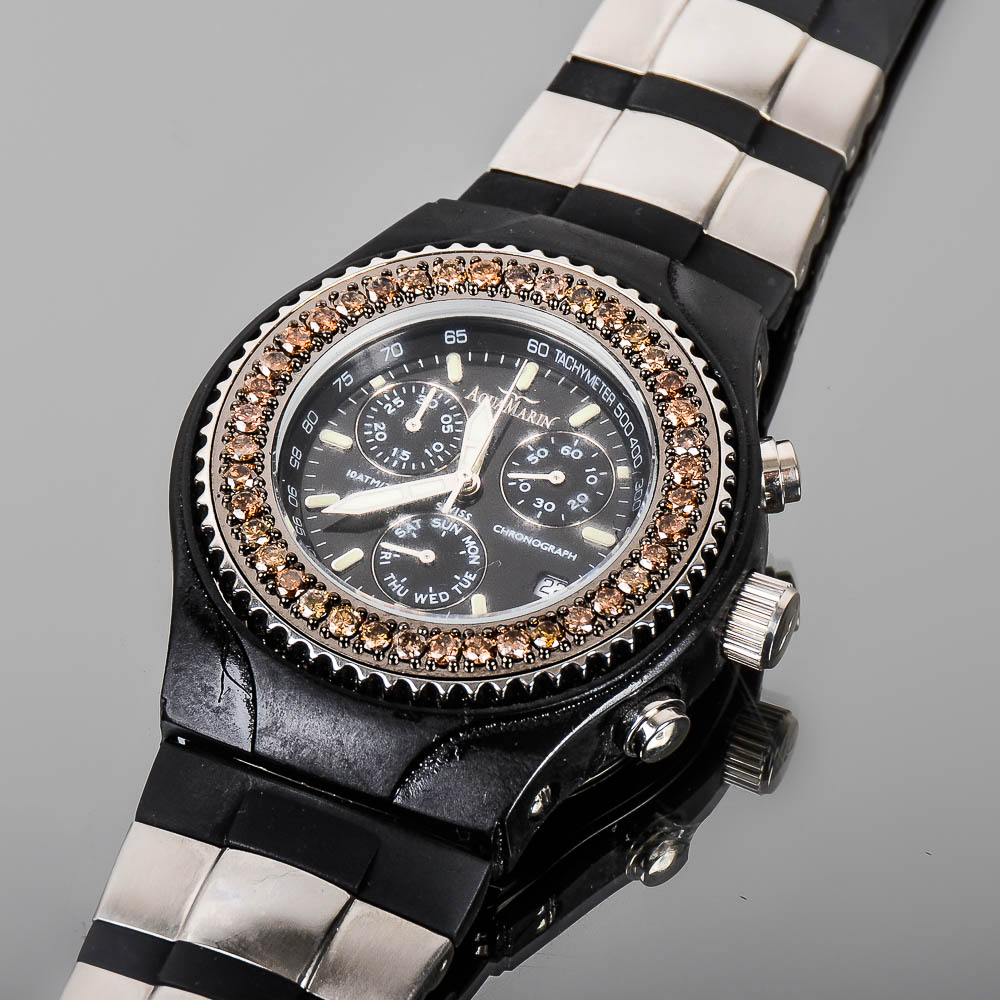 Aquamarin Sea Star Watch with 1.90 CTW Brown Diamond Bezel