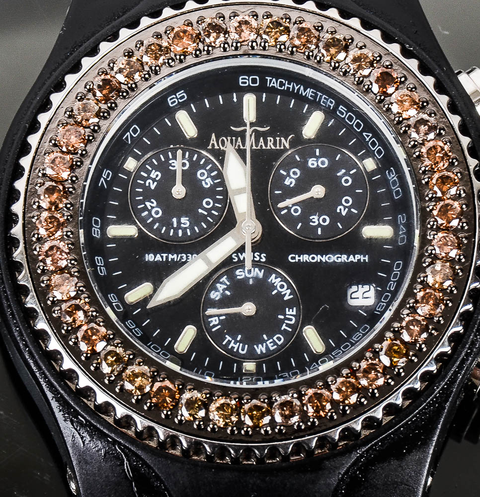 Aquamarin Sea Star Watch with 1.90 CTW Brown Diamond Bezel