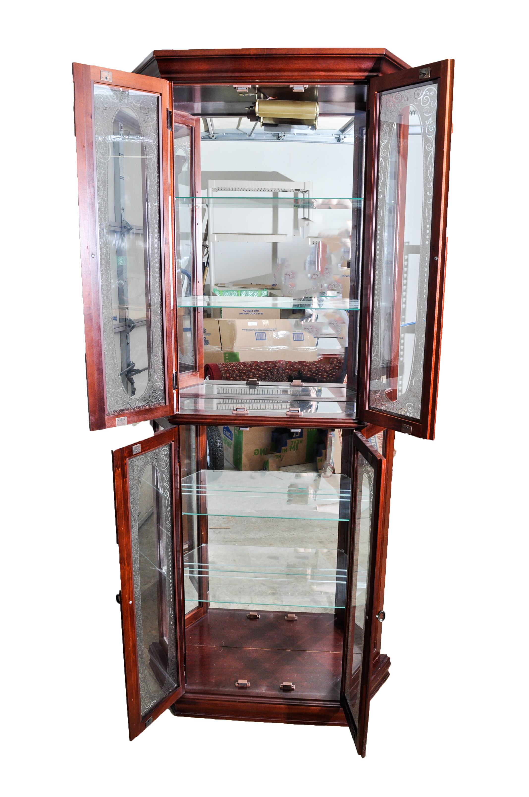 Vintage Etched Glass Curio Cabinet