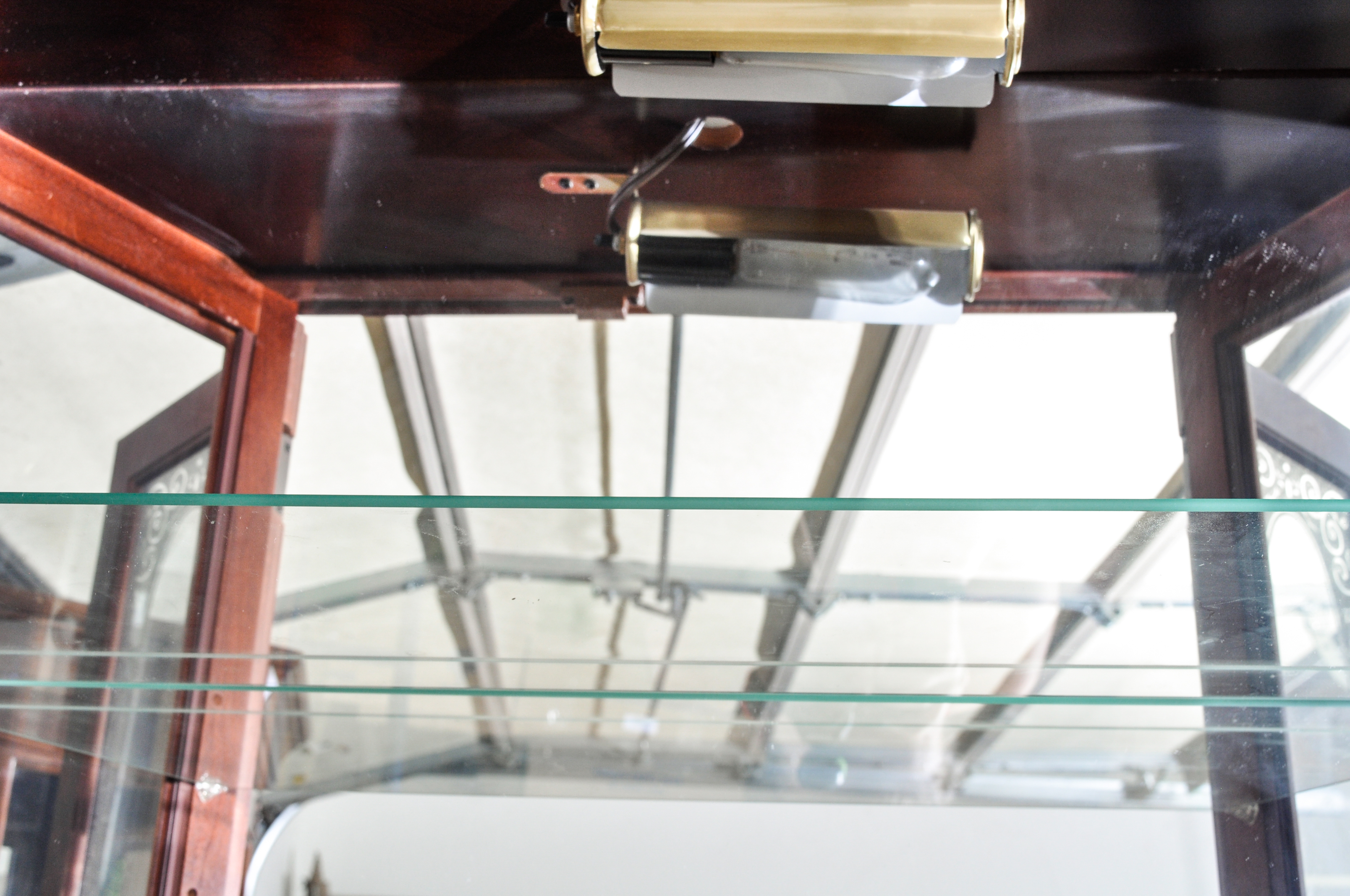 Vintage Etched Glass Curio Cabinet