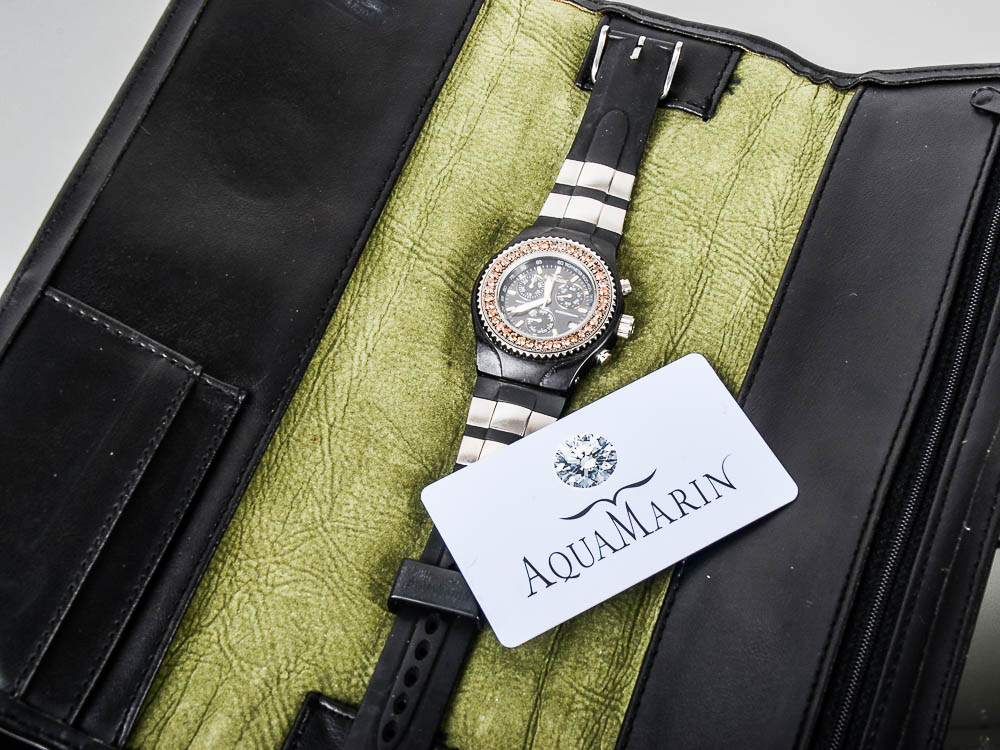 Aquamarin Sea Star Watch with 1.90 CTW Brown Diamond Bezel