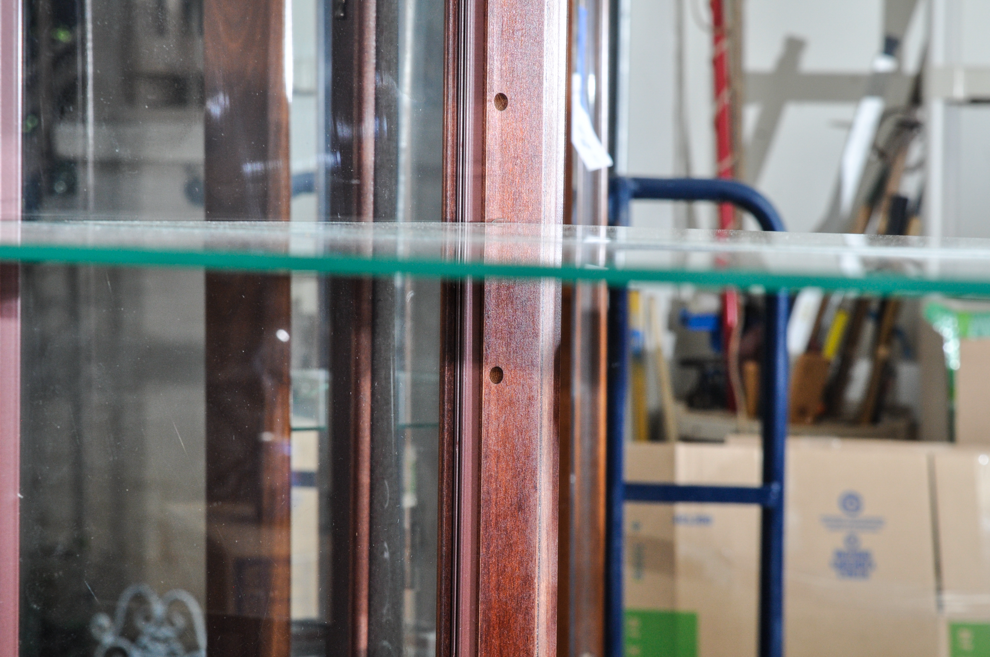 Vintage Etched Glass Curio Cabinet