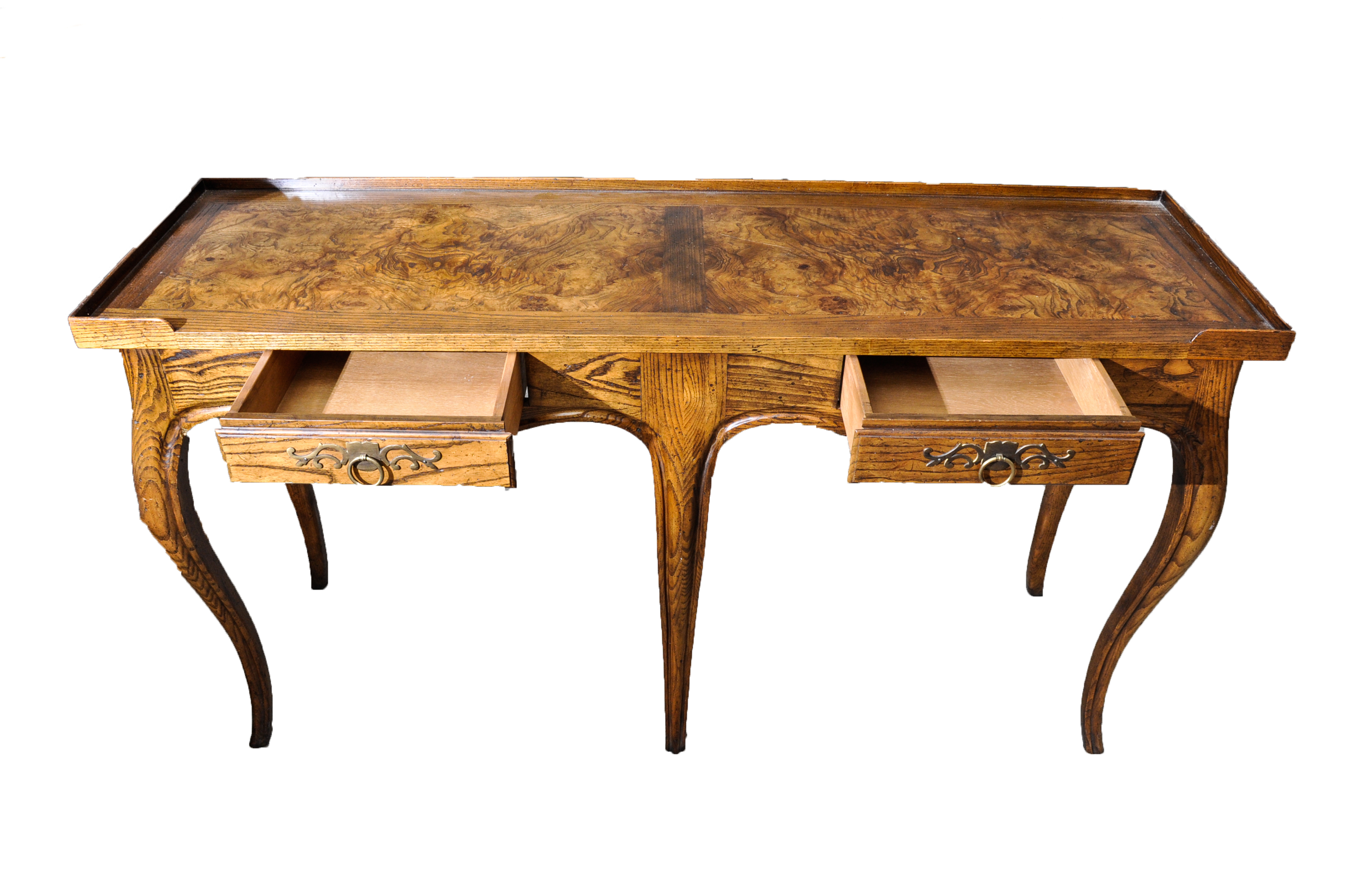 Louis XV Style Burl Top Console Table by Baker