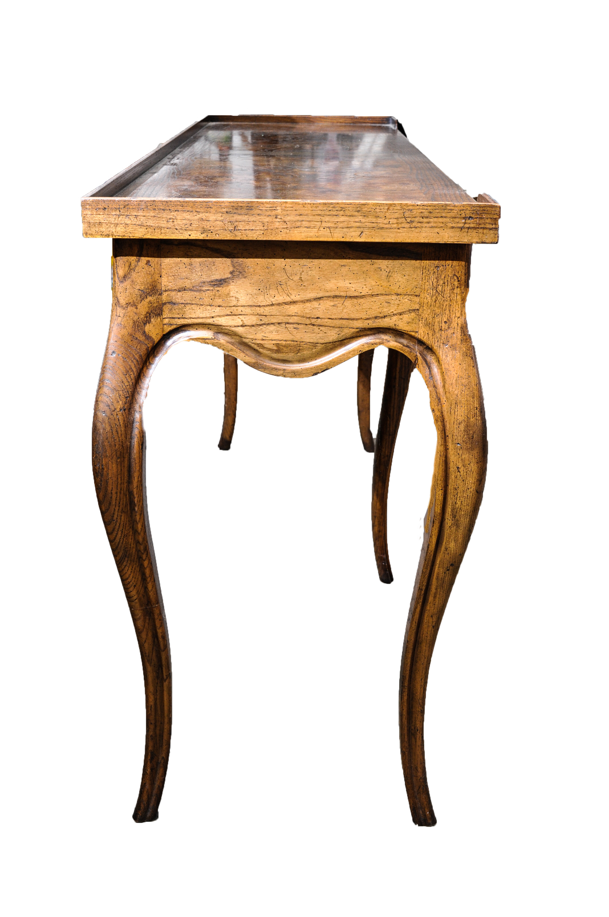 Louis XV Style Burl Top Console Table by Baker