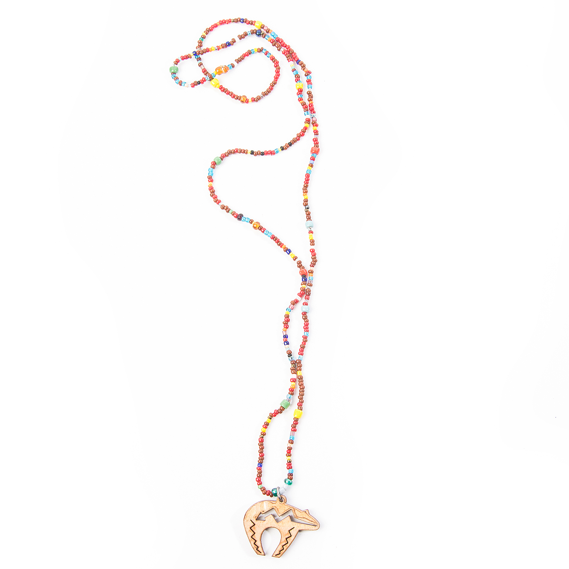 Native American Style Beaded Bear Fetish Necklace