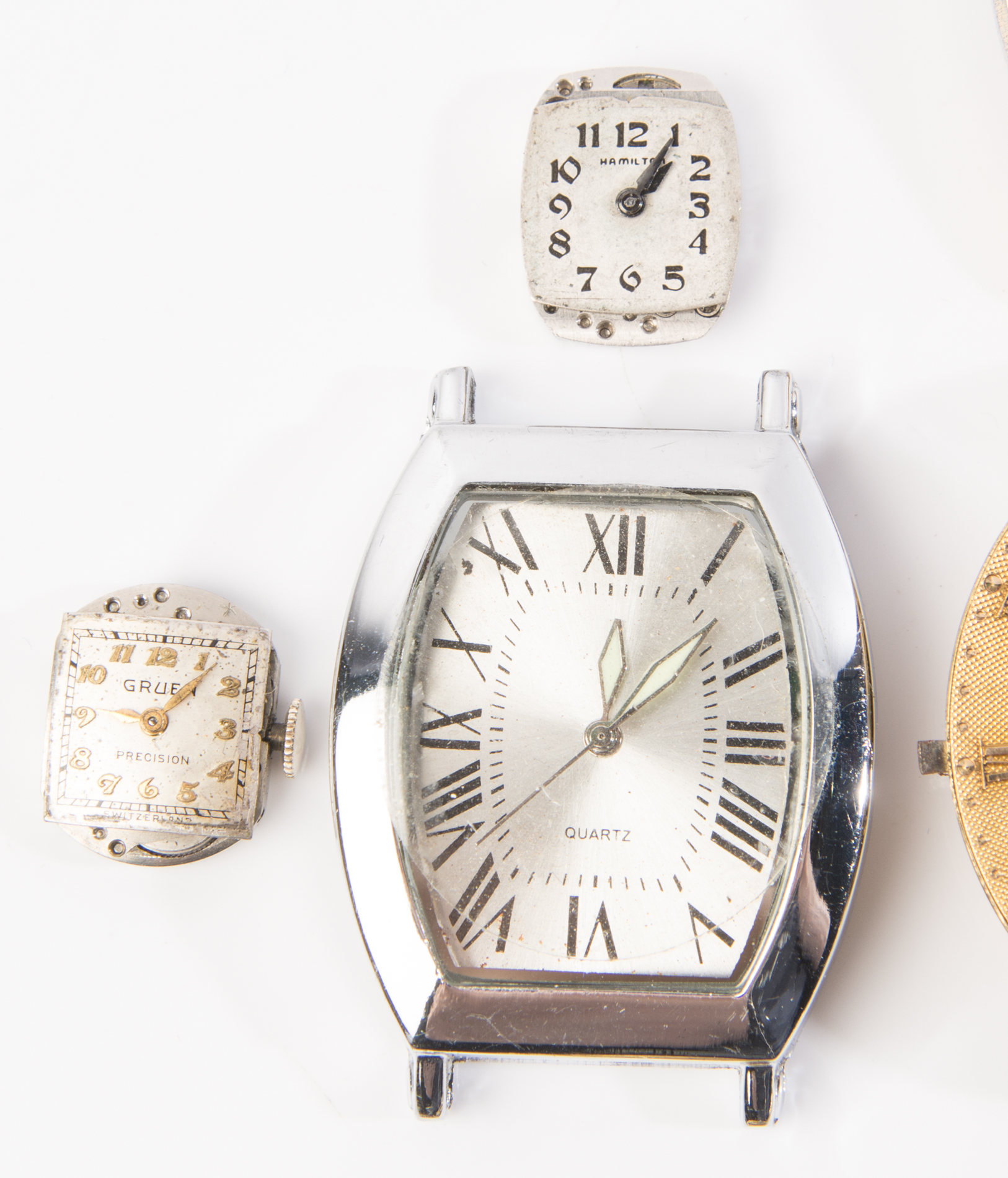 Vintage Watch Faces and Parts Including Ebel, Gruen and Girard Perregaux