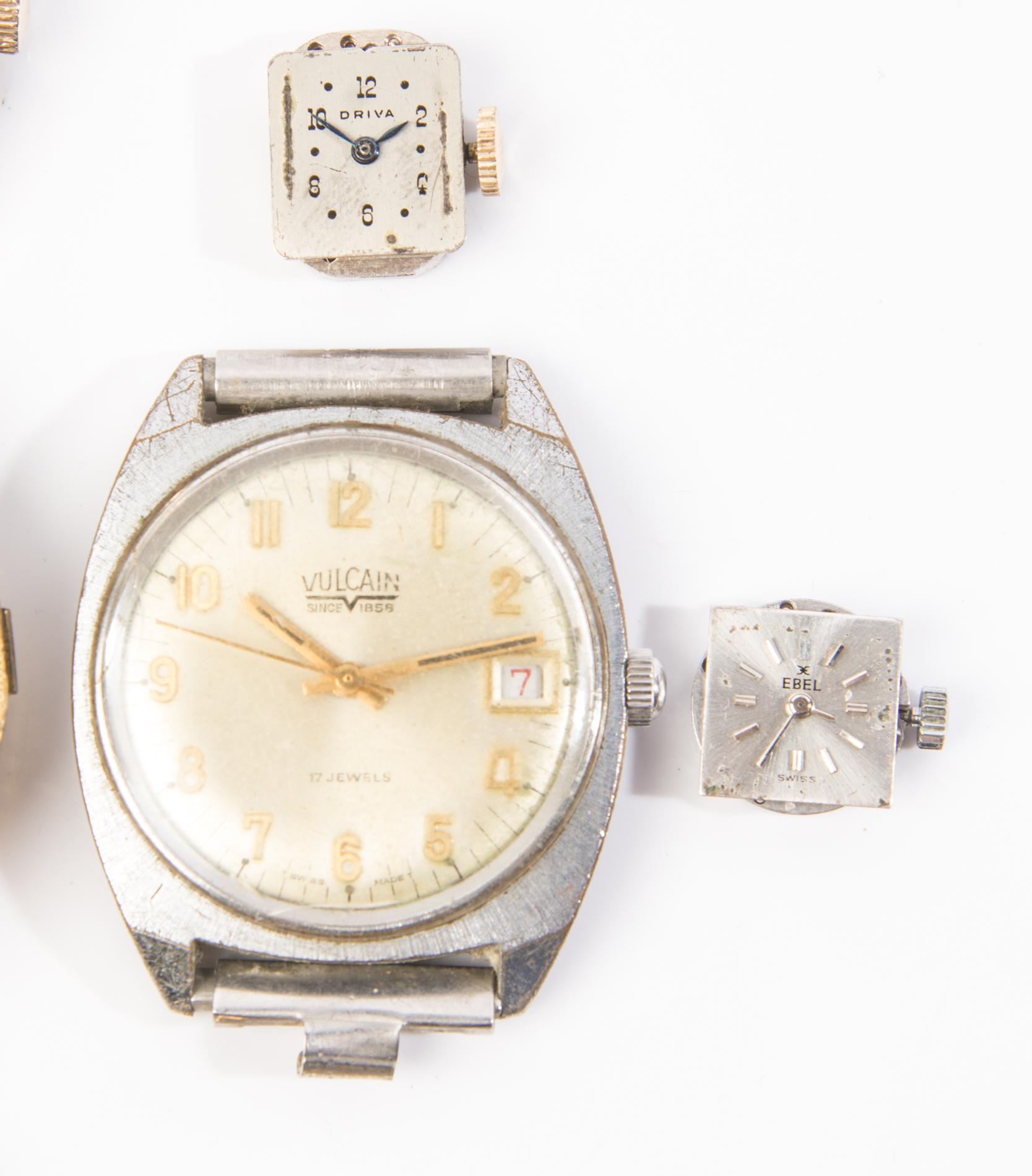 Vintage Watch Faces and Parts Including Ebel, Gruen and Girard Perregaux
