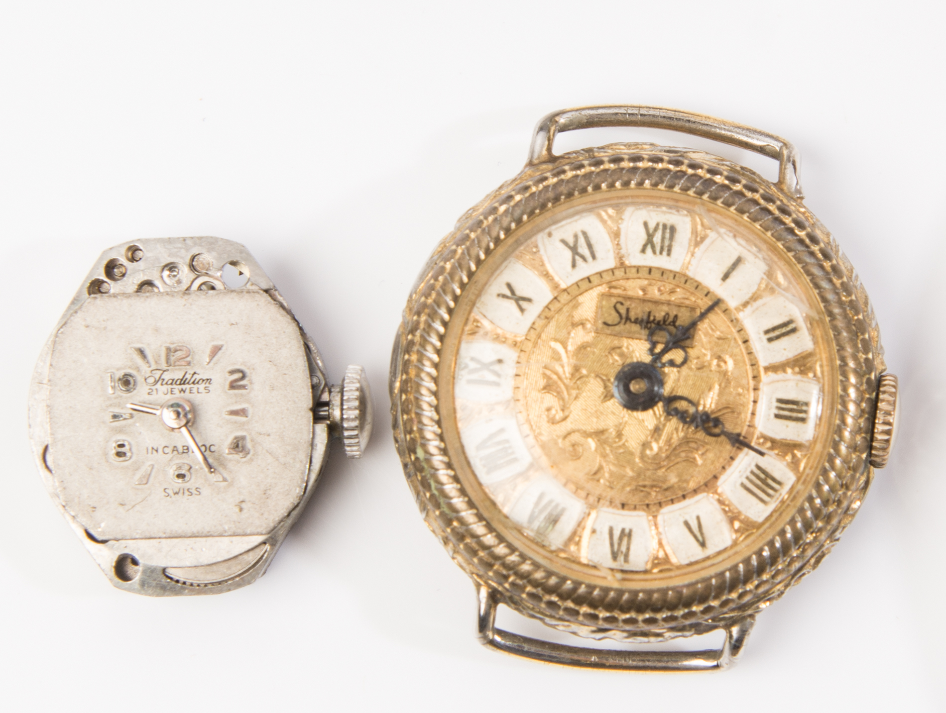 Vintage Watch Faces and Parts Including Ebel, Gruen and Girard Perregaux