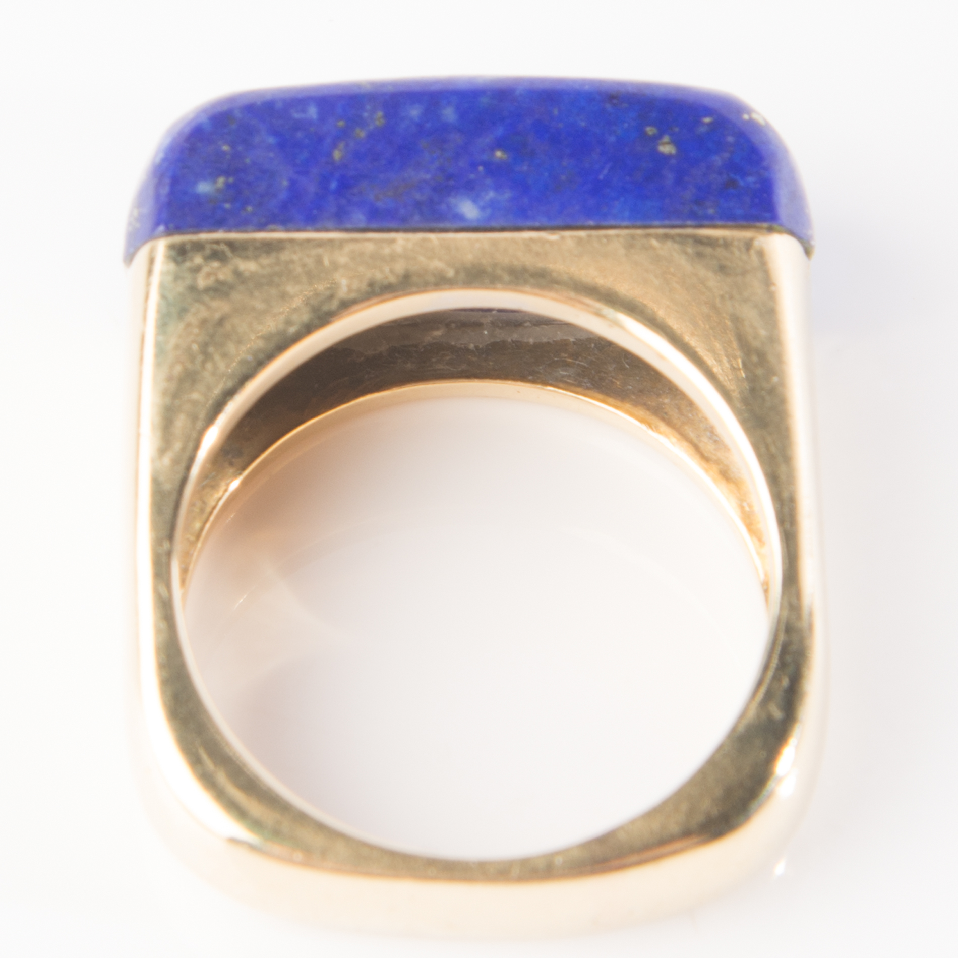 18K Yellow Gold Lapis Lazuli and Diamond Saddle Ring
