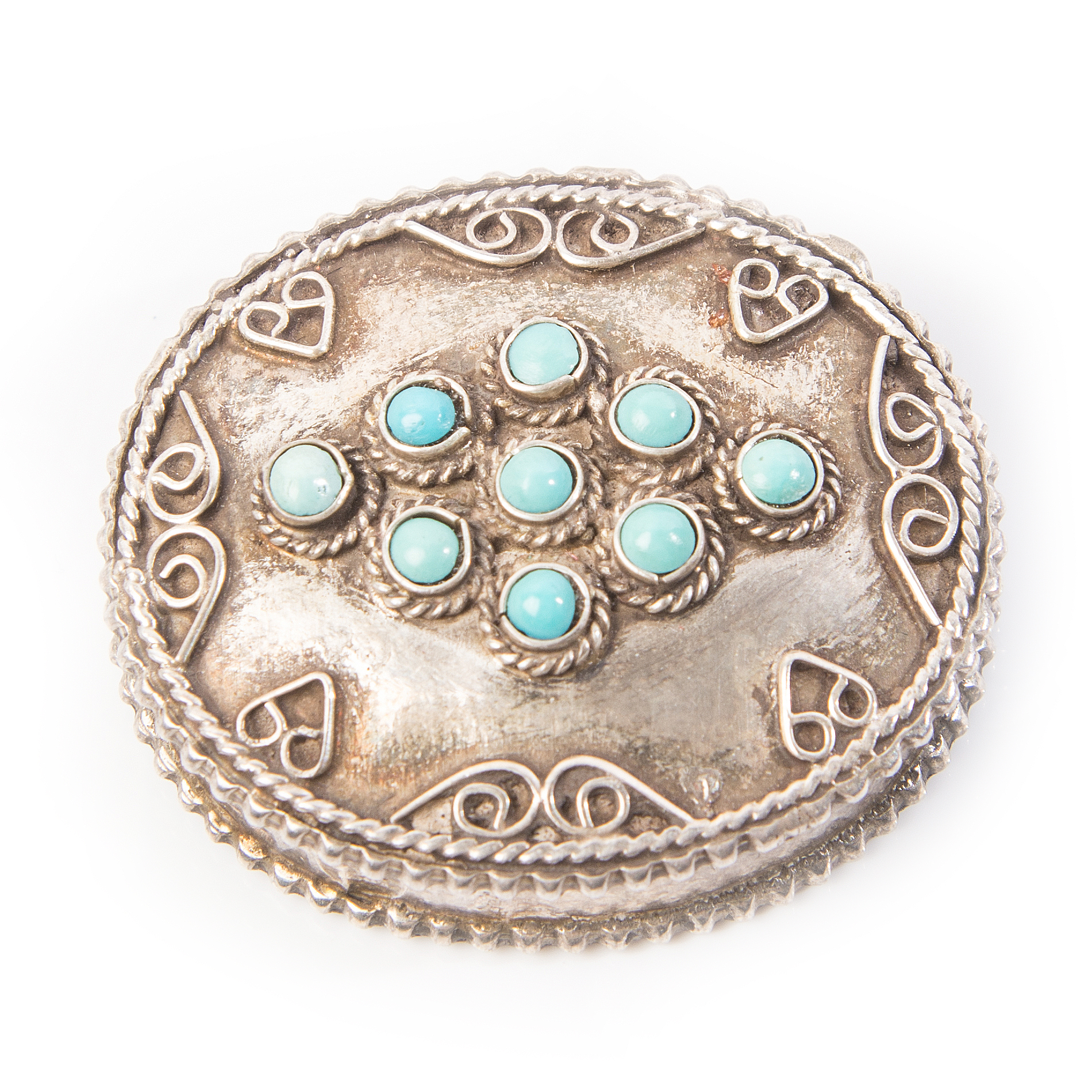 Sterling and Turquoise Native American Style Pillbox