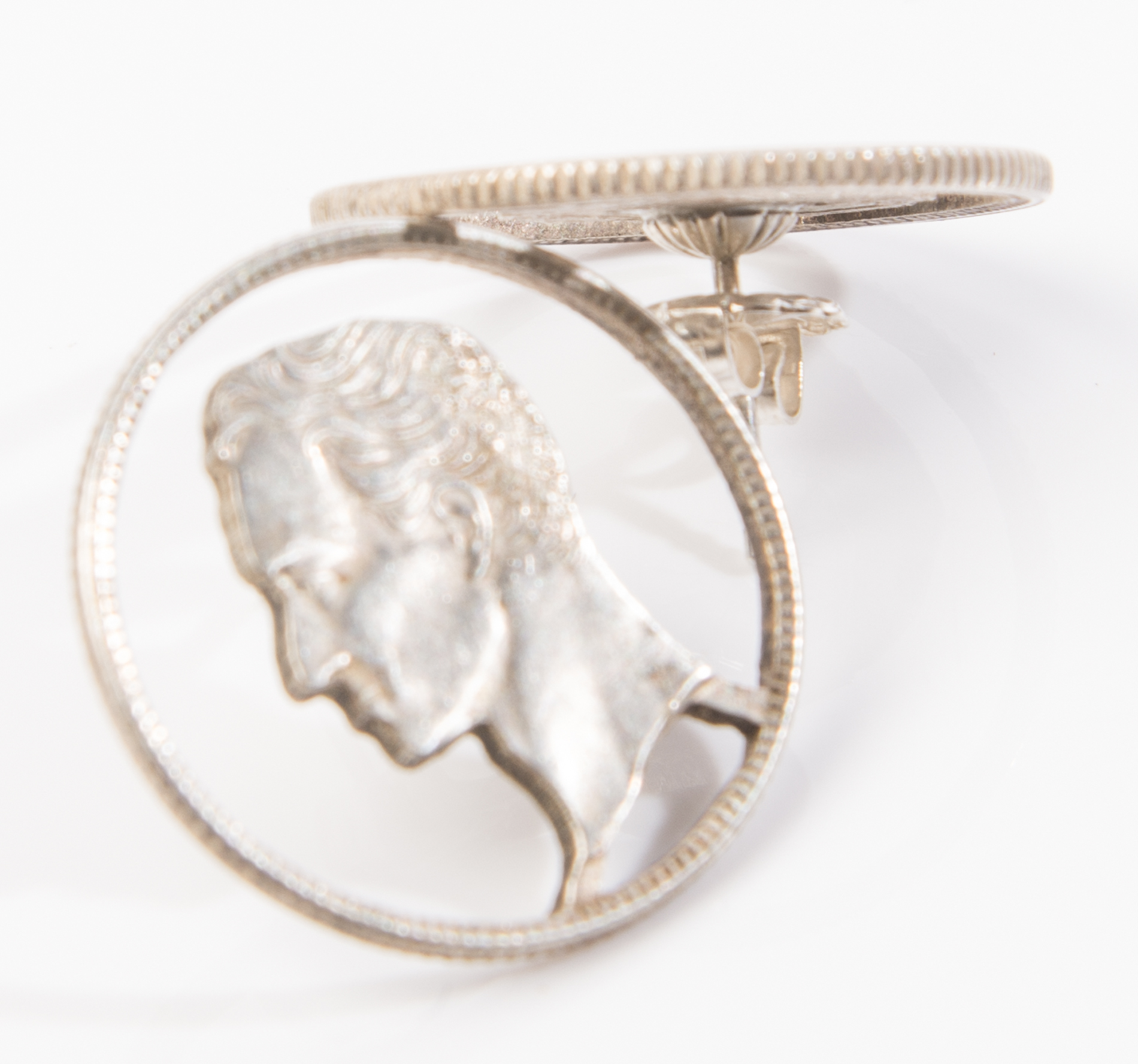 Venezuelan Silver Simon Bolivar Cut-Out Coin Earrings