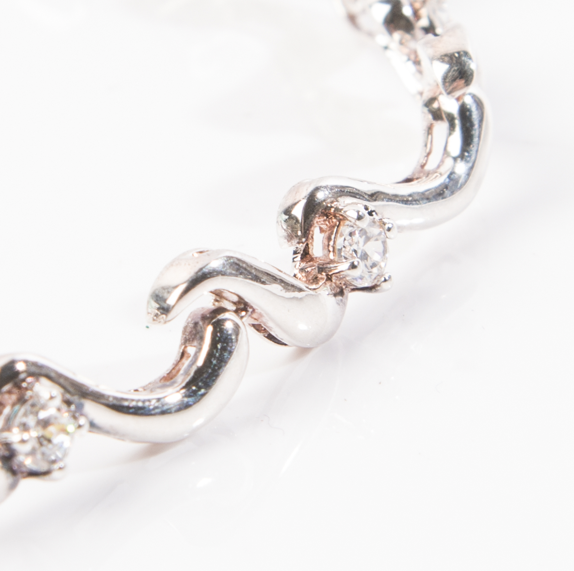 Sterling Silver and Cubic Zirconia Wave Bracelet