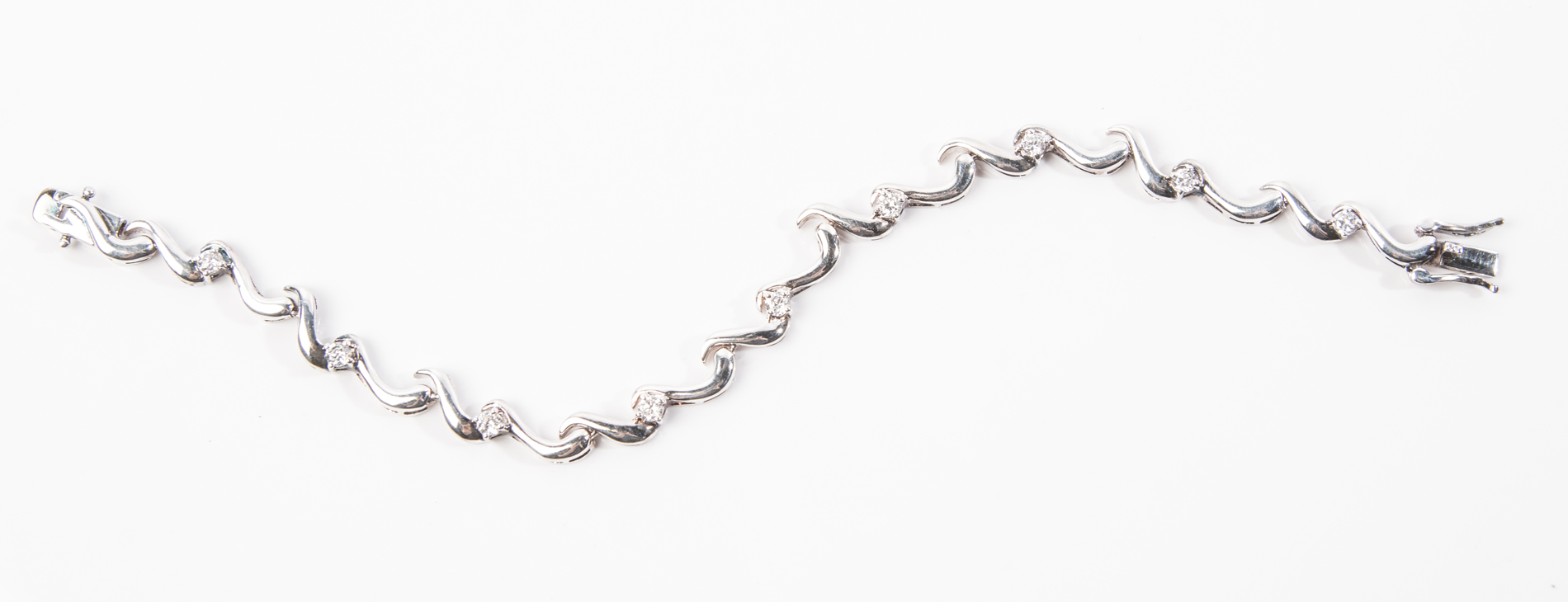 Sterling Silver and Cubic Zirconia Wave Bracelet