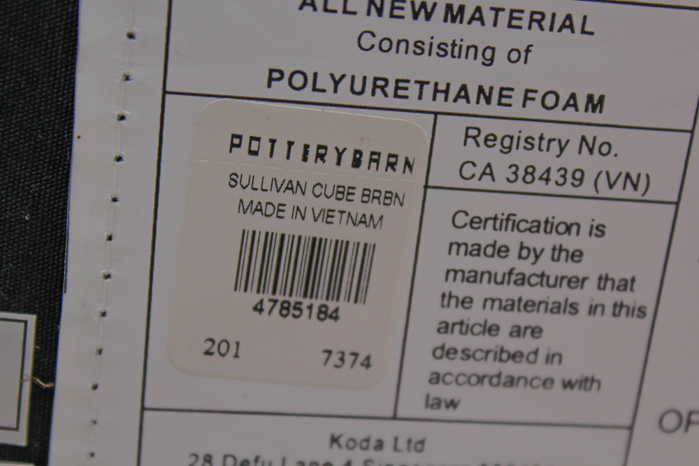 Pottery Barn Leather "Sullivan" Cube Ottoman