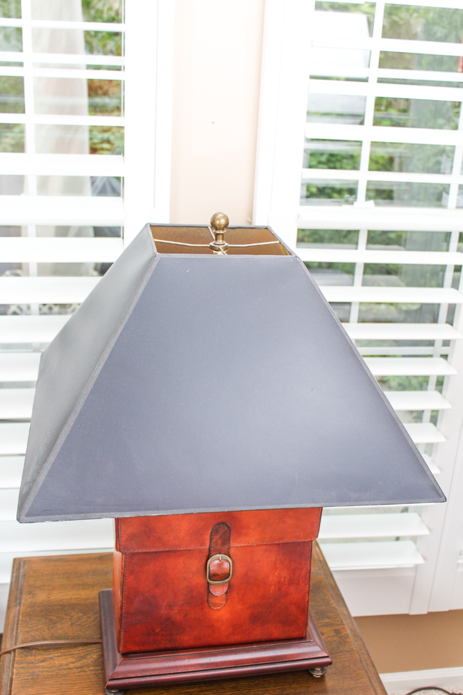 Table Lamp with Leather Satchel