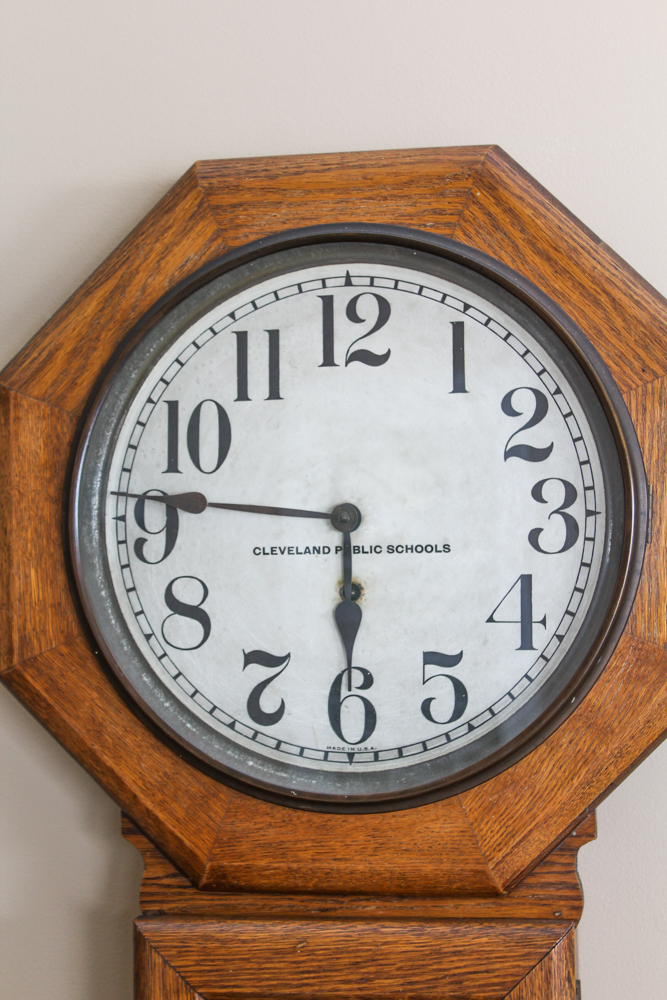 Oak Regulator Clock from Cleveland Public Schools